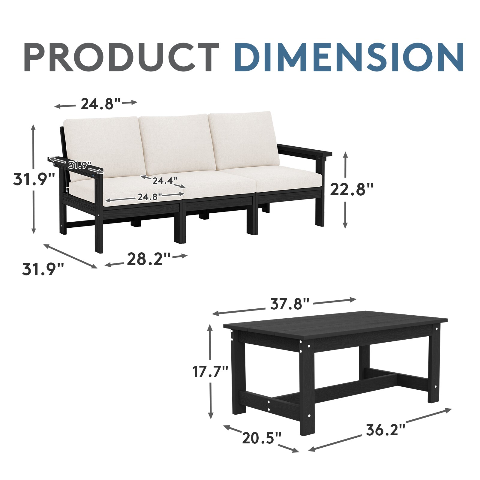 VOUA ZHSF04-BK Patio-Conversation-Sets - View #3