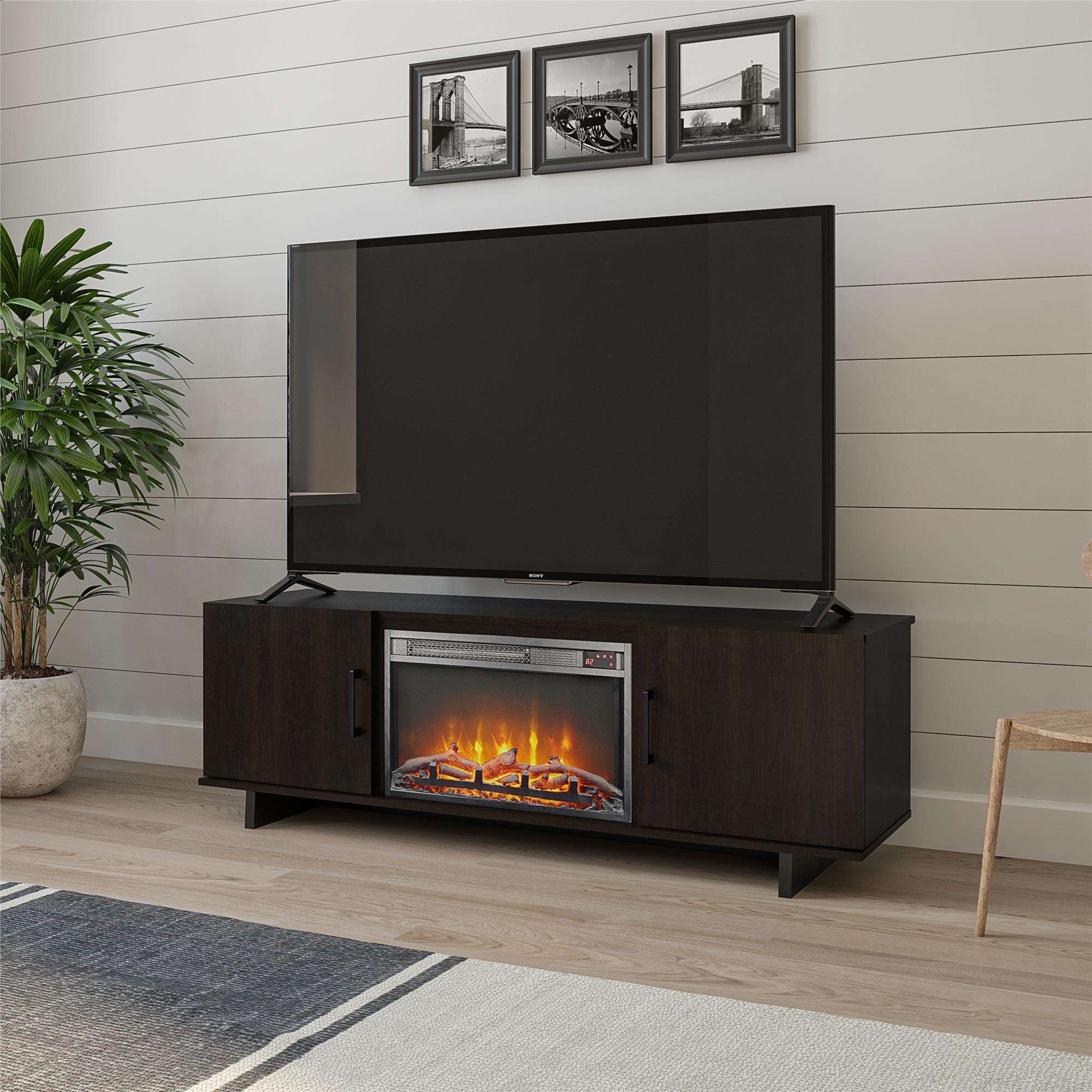 Ameriwood Home 60-in W Espresso Fan-Forced Electric Fireplace in the ...