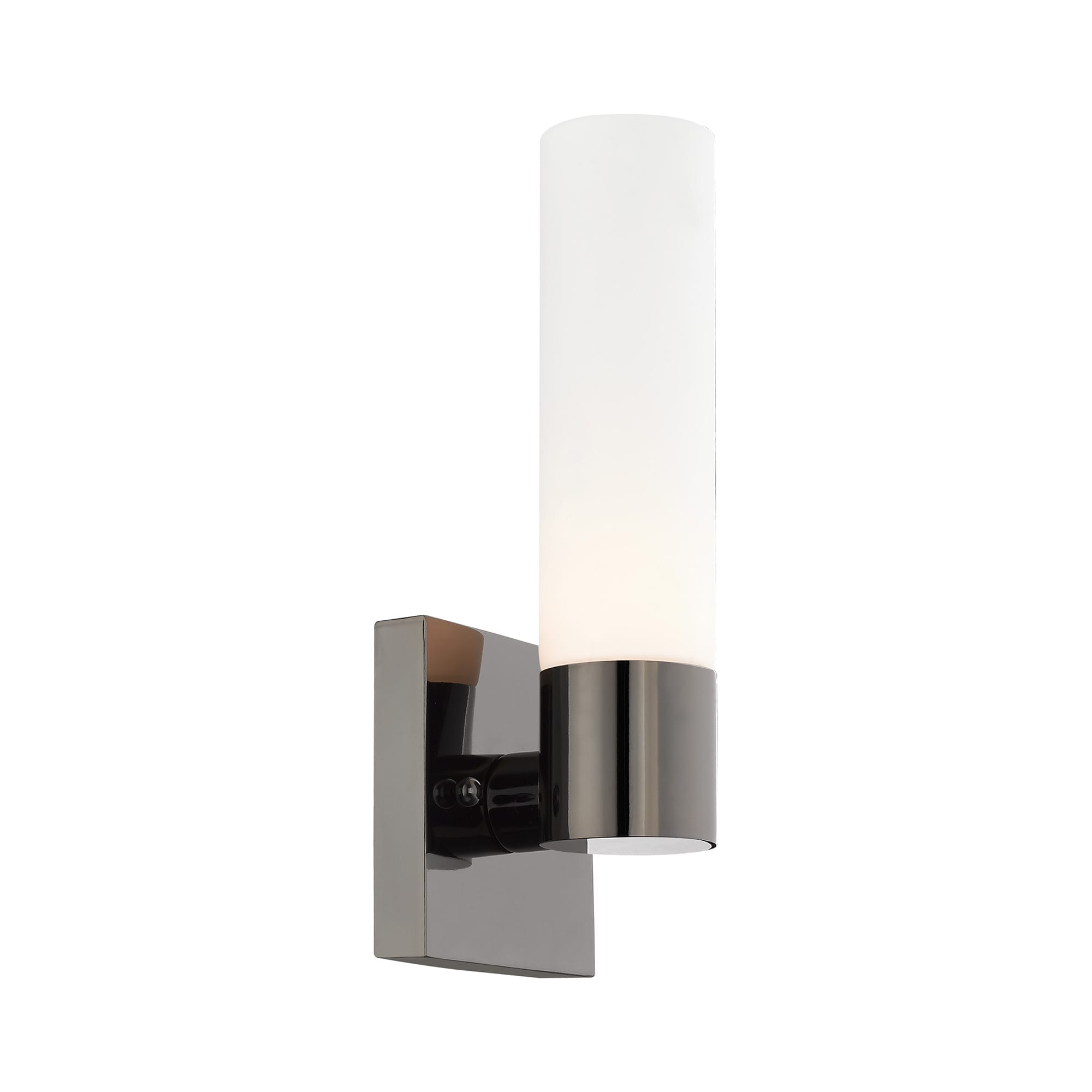 Black Chrome Dimmable Sconce with Satin Opal Glass