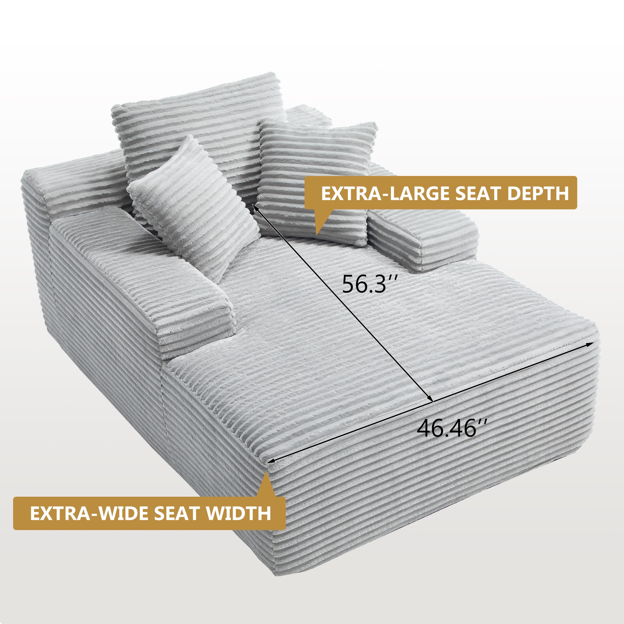 Hrinhom HC-D2041-LIGHT GREY Chaises-Settees - View #5