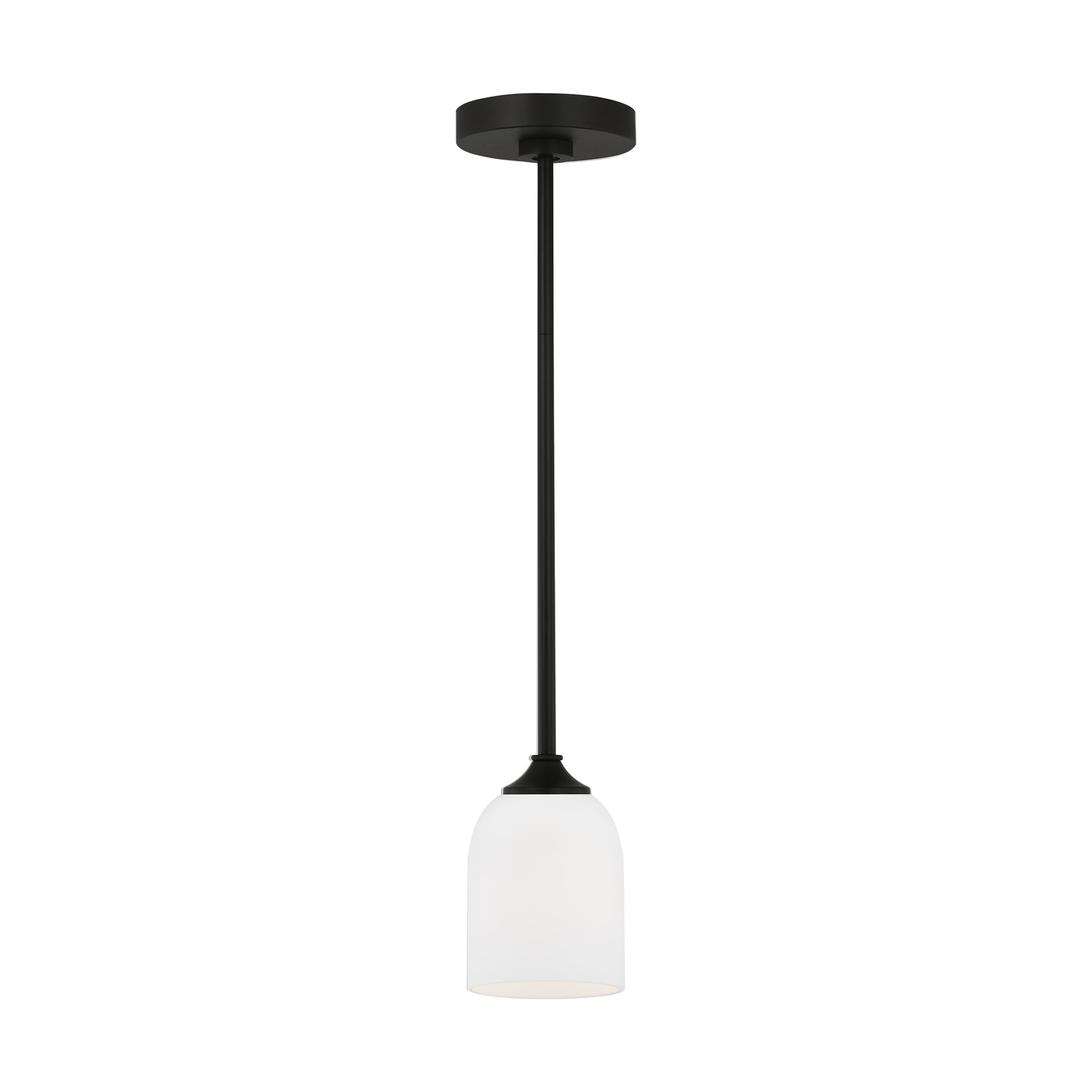 Generation Lighting GLP1021MBK Emile 1 -Light Midnight Black Traditional Etched glass Geometric Mini Hanging Pendant light