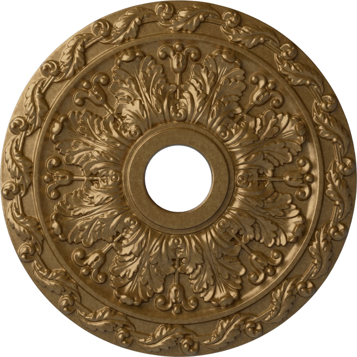 Ekena Millwork CM19SPPAS Spring Leaf 19.875-in W x 19.875-in L Painted Pale Gold Polyurethane Whole Ceiling Medallion