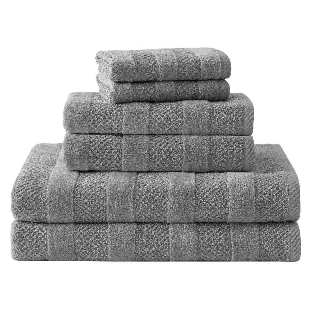 Cannon 4-Piece Steeple Gray Cotton Quick Dry Bath Towel Set (Shear