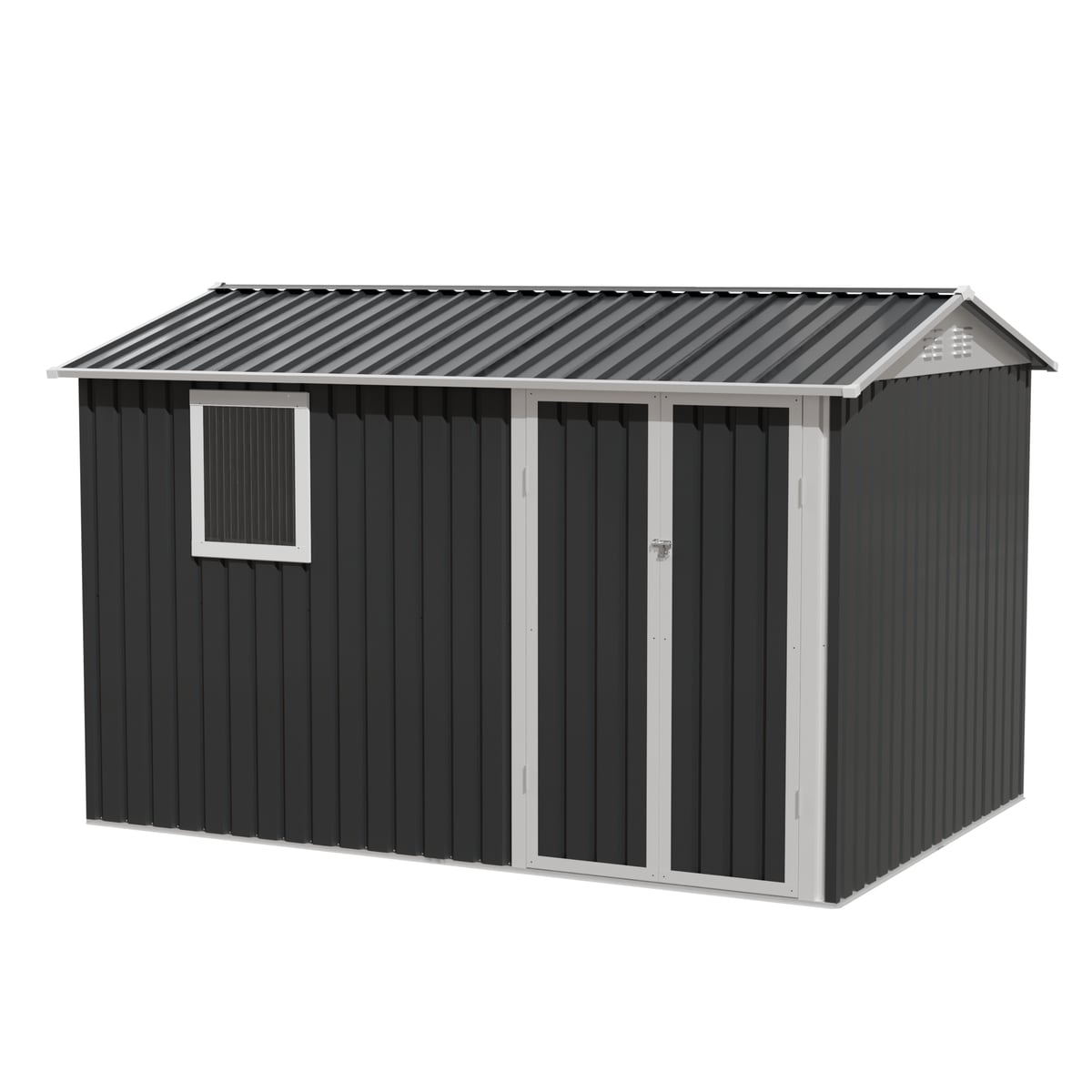Loheer 9.5-ft Heavy-Duty Gray Metal Garden Storage Shed with Window #W2794S00013
