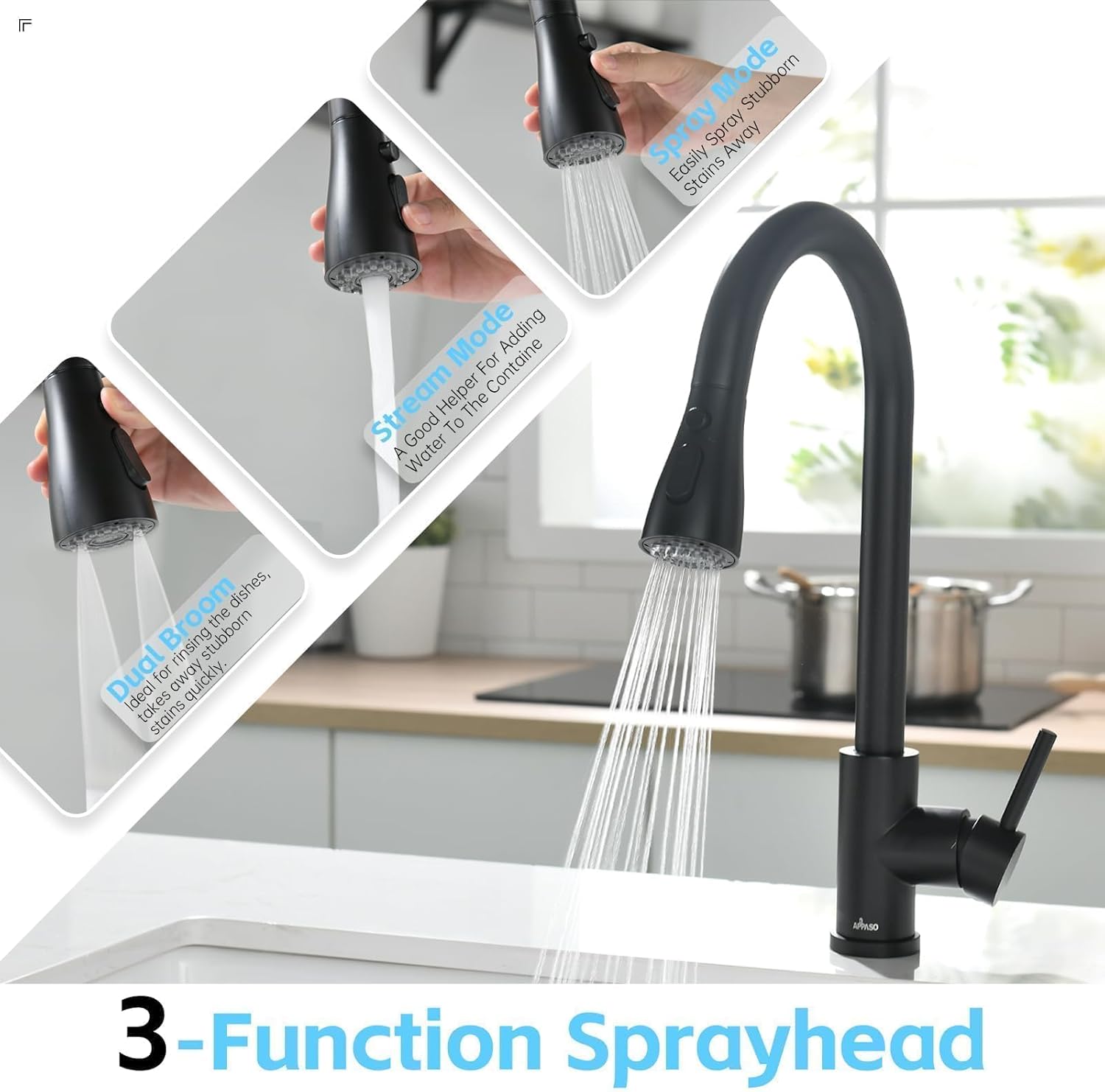 APPASO 3002-MB Kitchen-Faucets - View #4