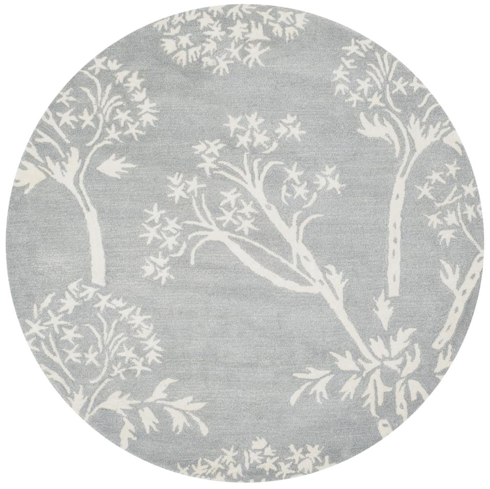 Safavieh BEL131A-5R Bella Lani 5 x 5 (ft) Tufted Synthetic Light Blue/Ivory Round Indoor Floral/Botanical Farmhouse/Cottage Area rug