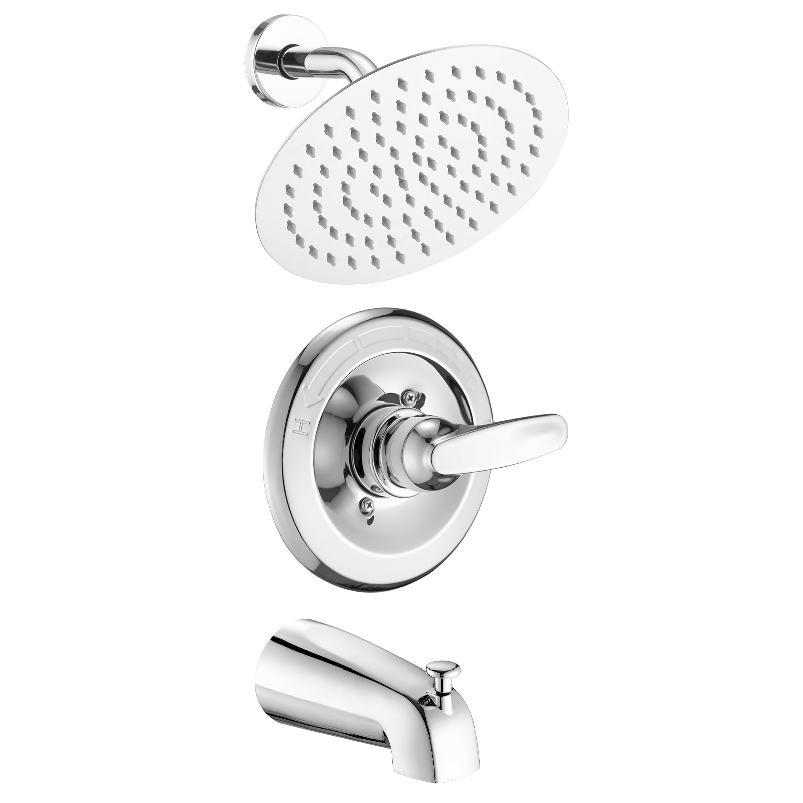 Ultrimkit  8 in Rain Shower Faucet Tub and Shower Trim Kit Compatible with Delta 13 14 Series with Round Shower Head and Handle Set Chrome Valve and Cartridge Not Included