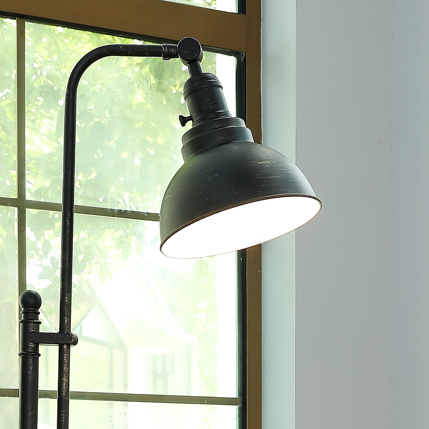 Adjustable Aged Bronze Industrial Floor Lamp with Metal Shade