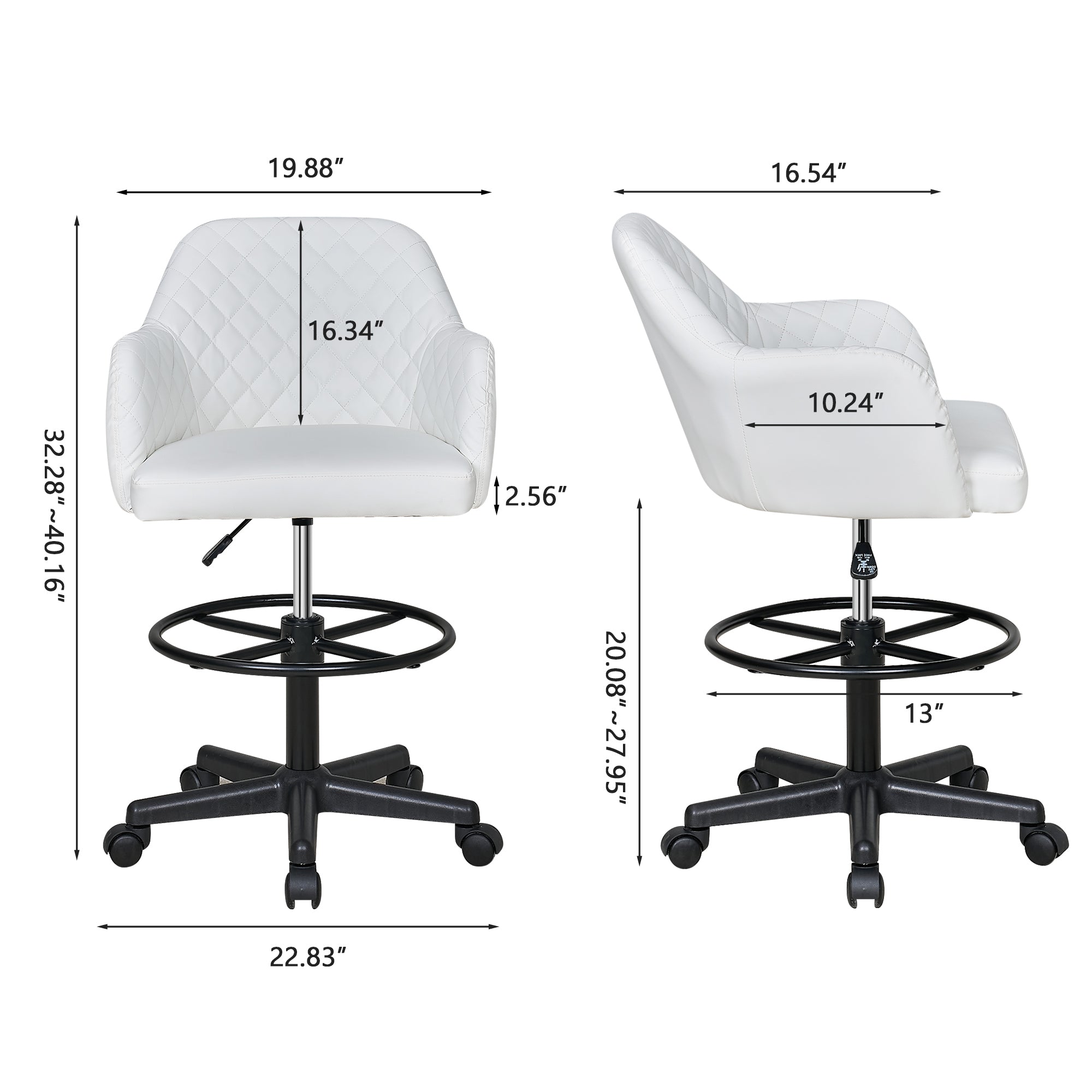 Vecelo LOE-OC22-WHT Office-Chairs - View #3