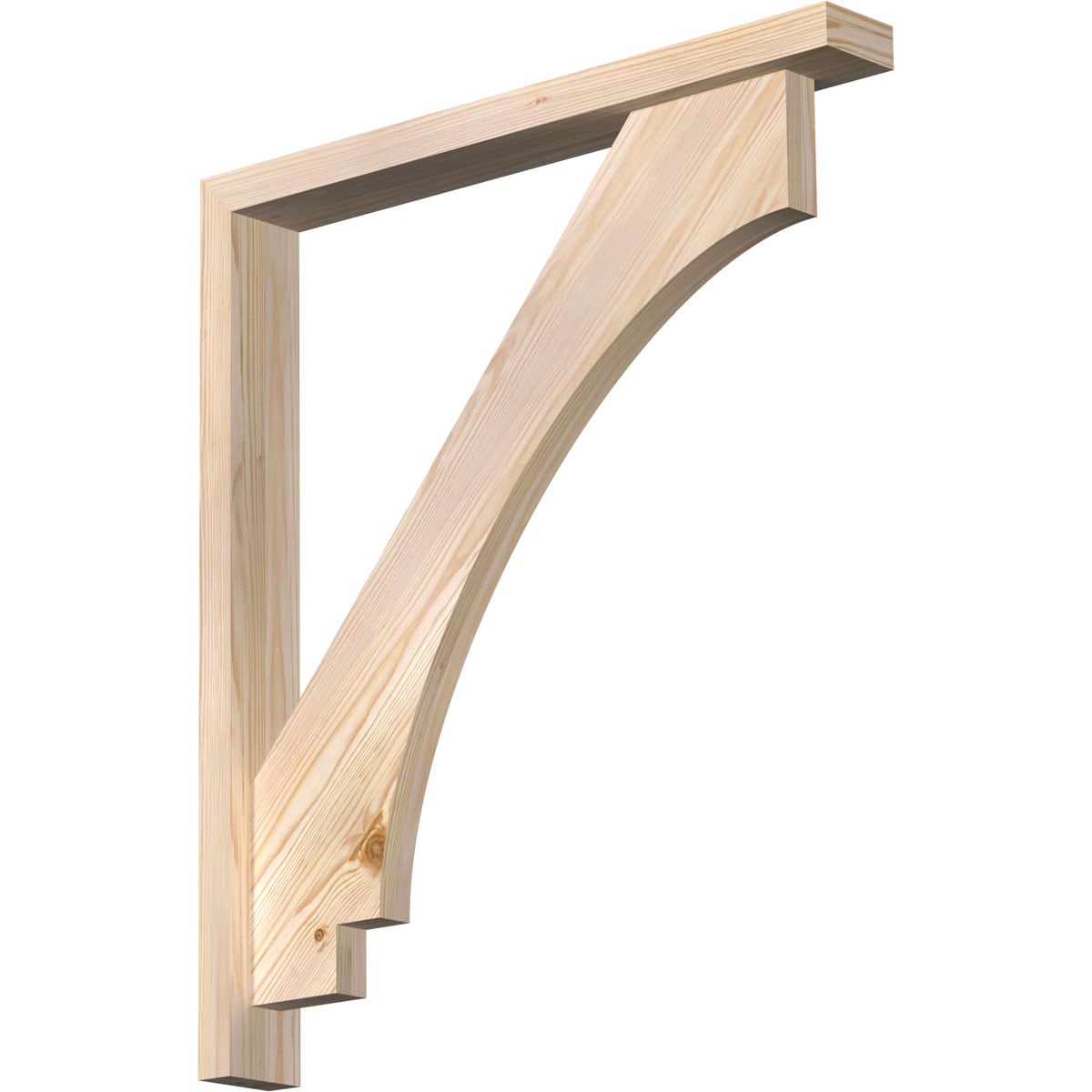 Ekena Millwork 1462930 Imperial Block Smooth Bracket with Offset Brace 3-1/2-in x 28-in x 32-in Douglas fir Brown Wood Standard bracket