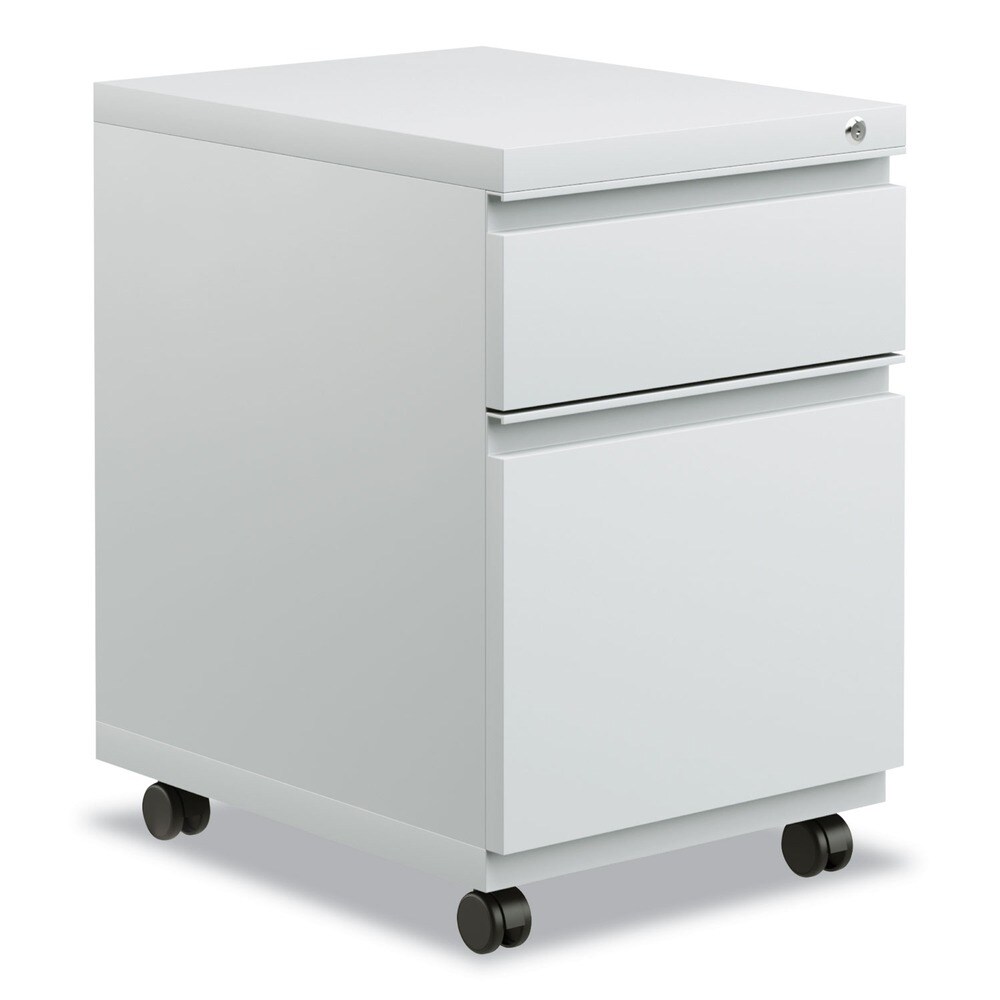 Alera ALENPBBFLG Light Gray 2-Drawer File Pedestal - 14.96 in x 19.29 in x 21.65 in with Full-Length Pull