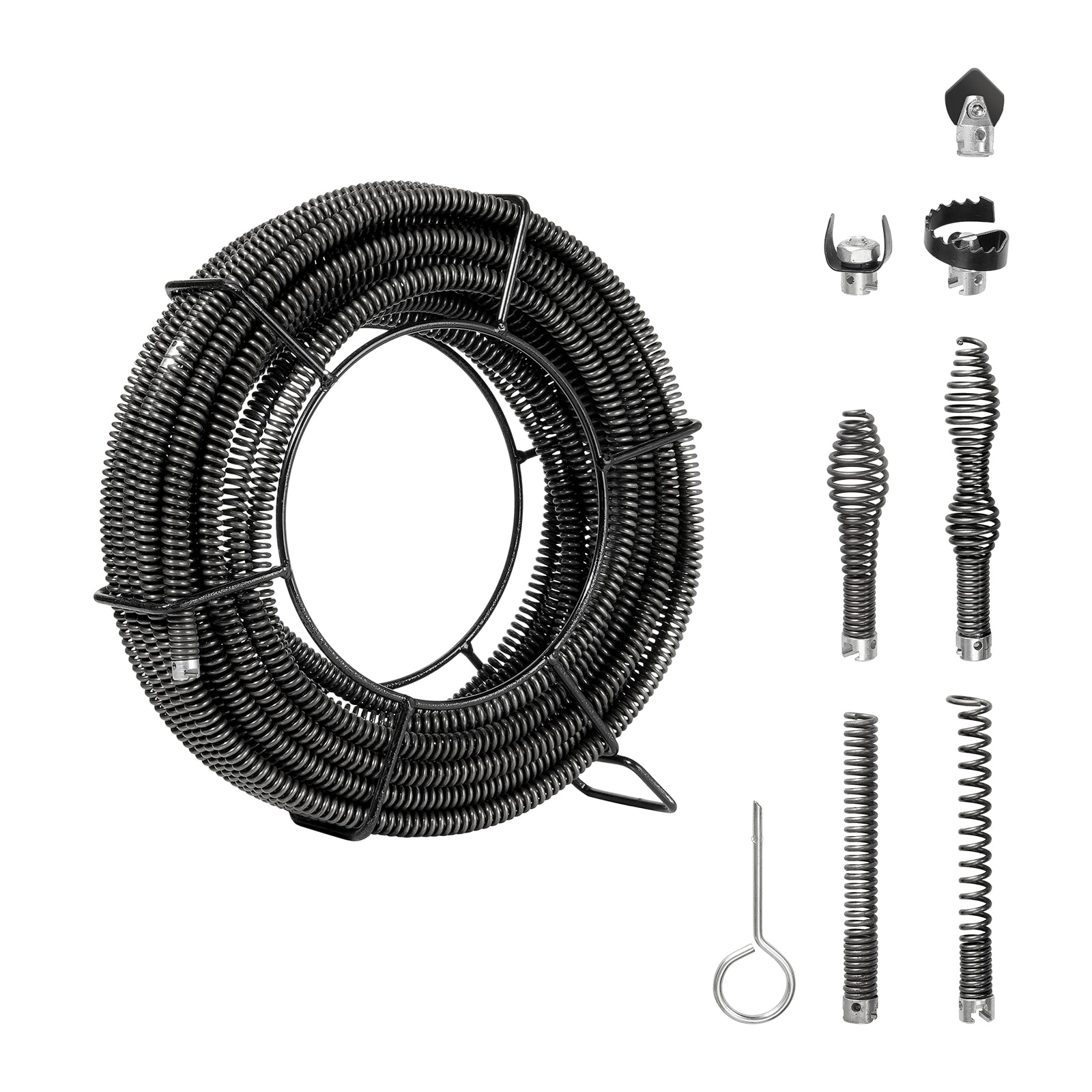 VEVOR SCFDSDL58IN603565V0 Drain Cleaning Cable 66 FT x 5/8 Inch  Professional Sectional Drain Cleaner Cable with 7 Cutters for 0.8in to 3.9in Pipes  Hollow Core Sewer Drain Auger Cable for Sink  Floor Drain  Toilet