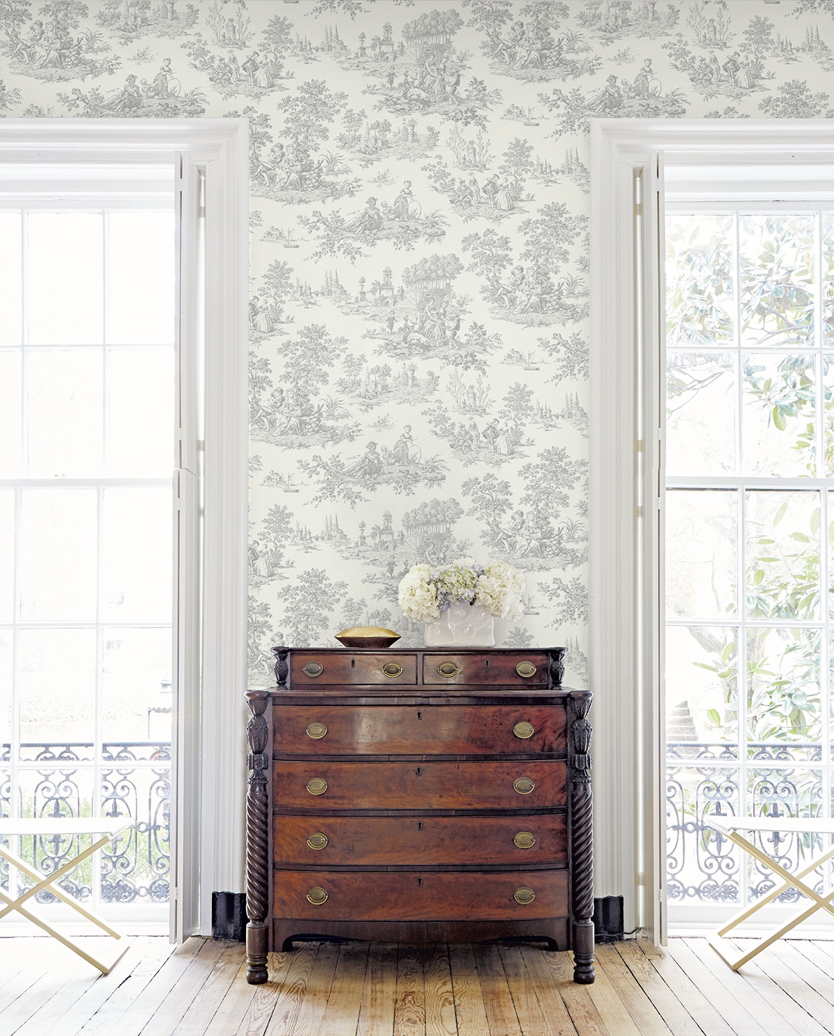 Argos Grey Chateau Toile Vinyl Peel and Stick Wallpaper