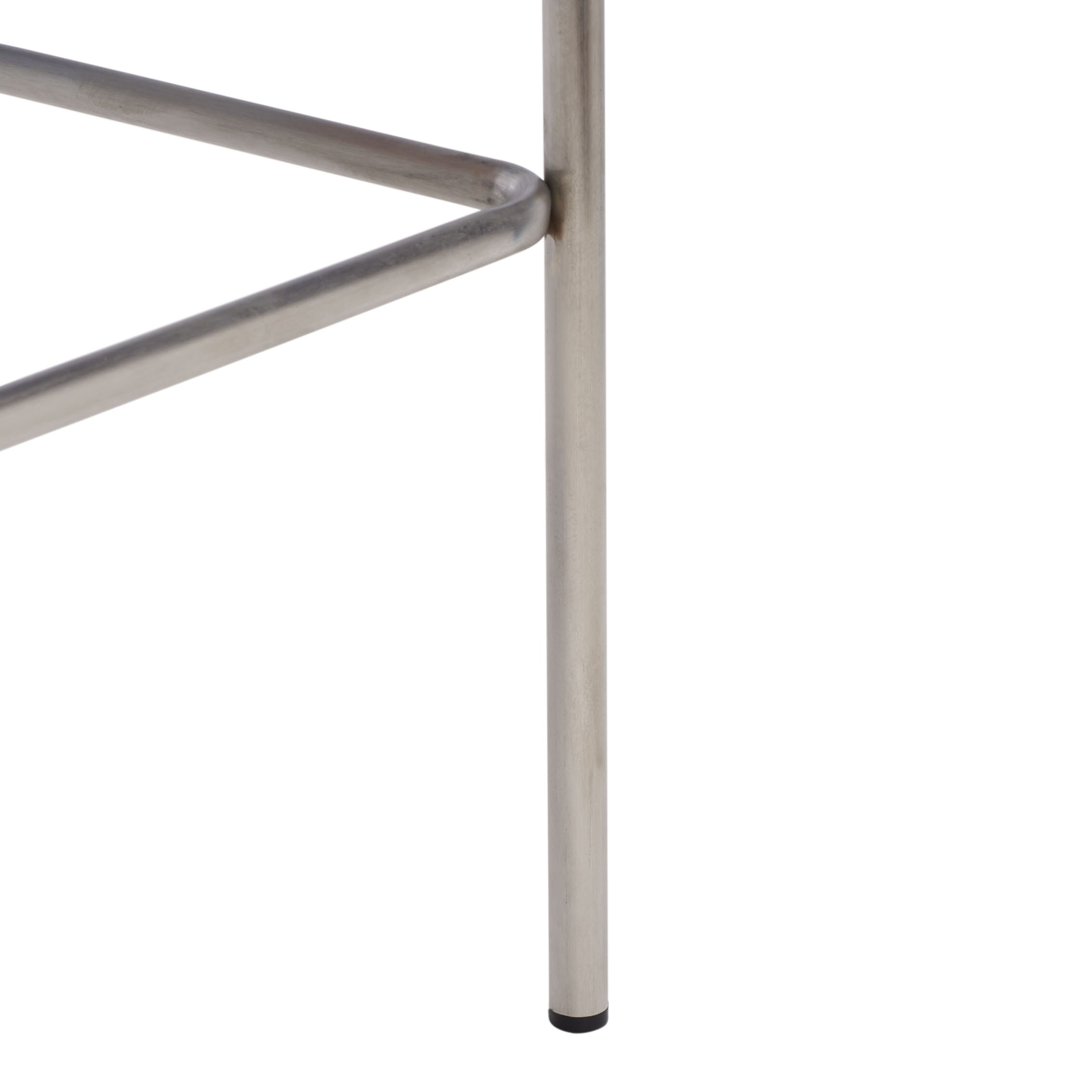 Cognac Leather and Silver Metal Saddle Counter Stool