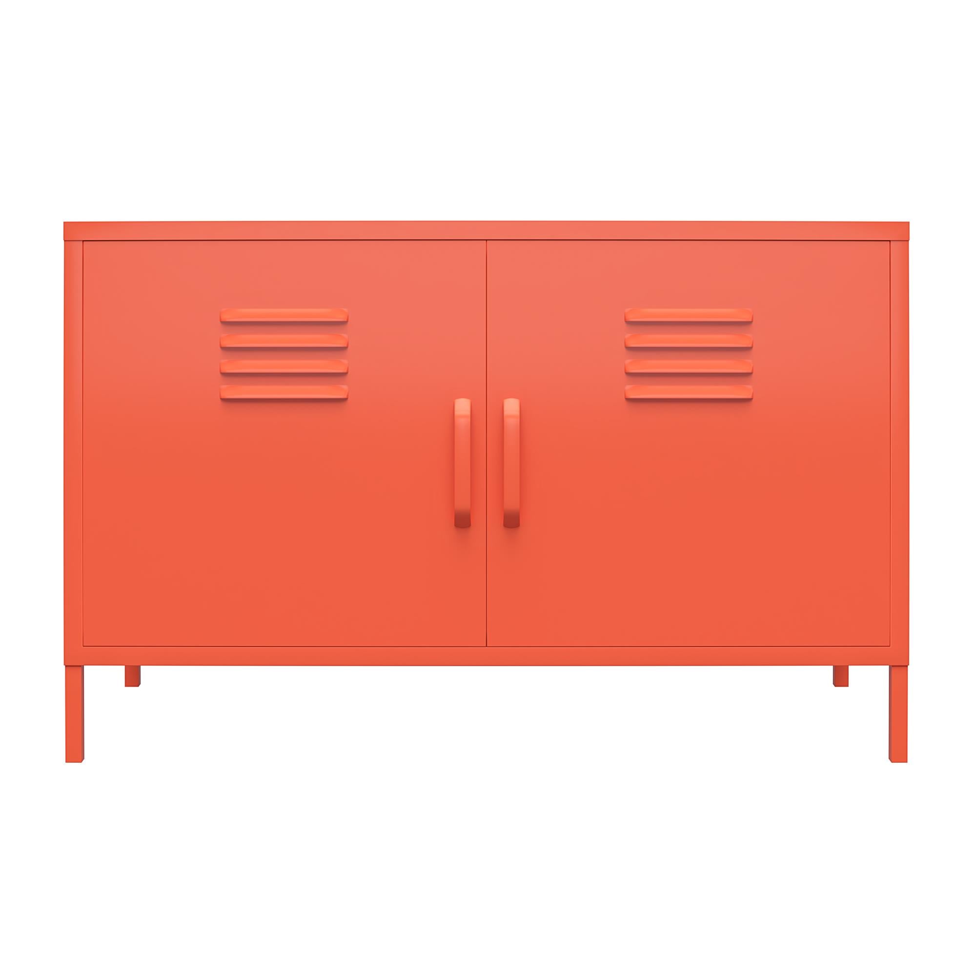 Orange Metal Locker Accent Cabinet with Adjustable Shelving