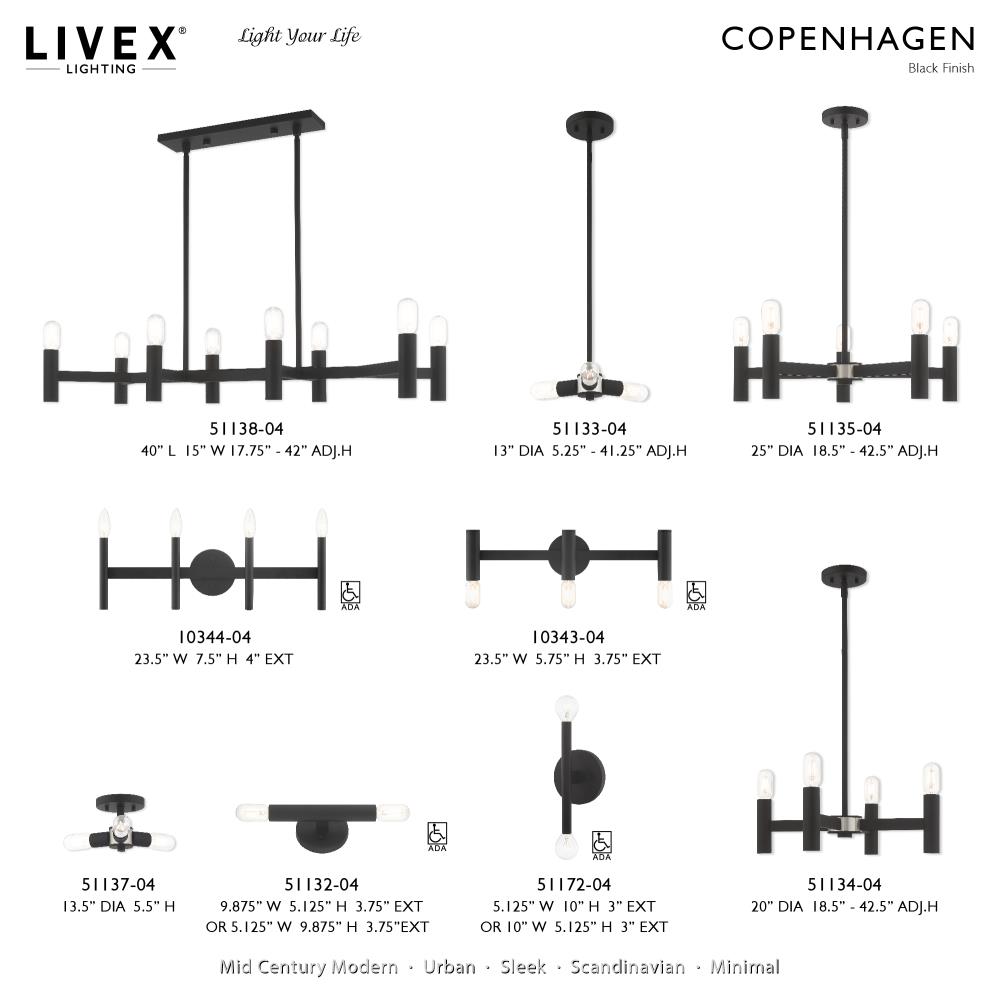 Copenhagen Black Steel 4-Light Dimmable Vanity Sconce