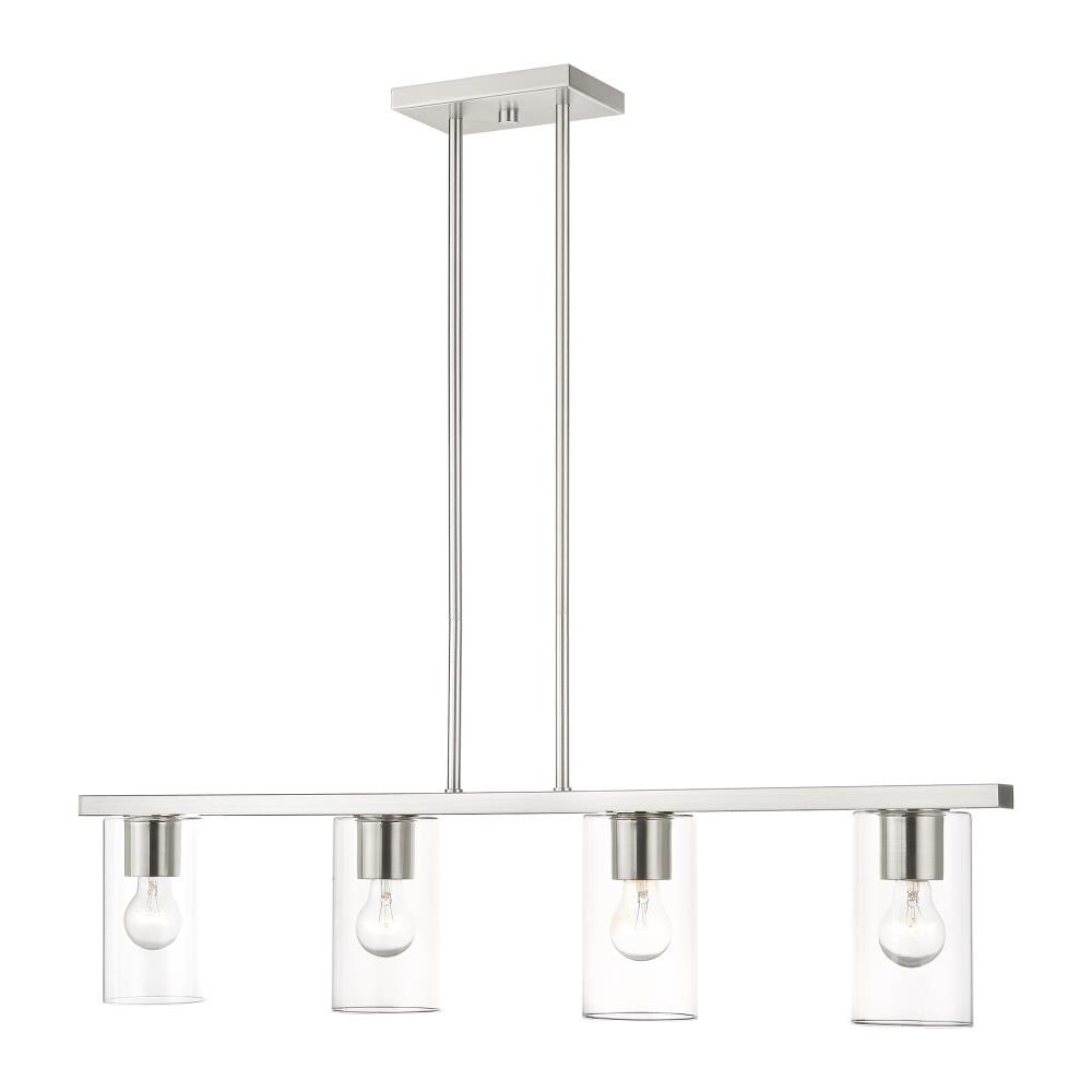Brushed Nickel 4-Light Crystal Chandelier with Clear Glass