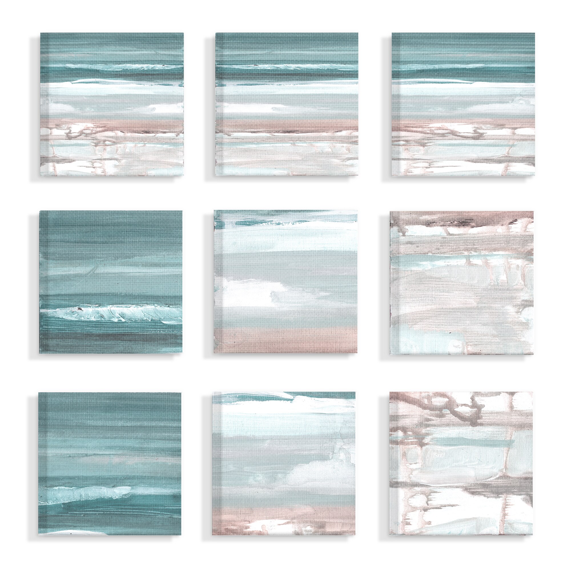 Stupell Industries NPS-120-CN-9PC-12X12 Gentle Abstract Memory Beach Landscapes Smith Haynes 12-in H x 12-in W Abstract Print on Canvas