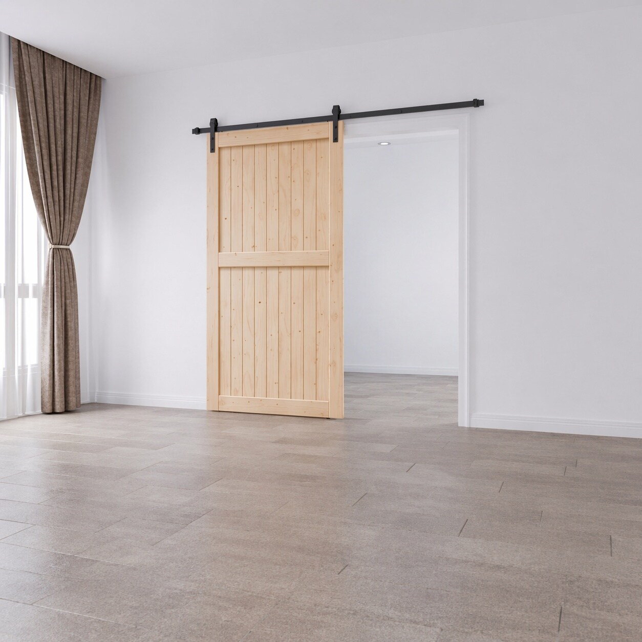 Aoibox 48 in x 84 in Solid Spruce H Frame Paneled Sliding Barn Door ...