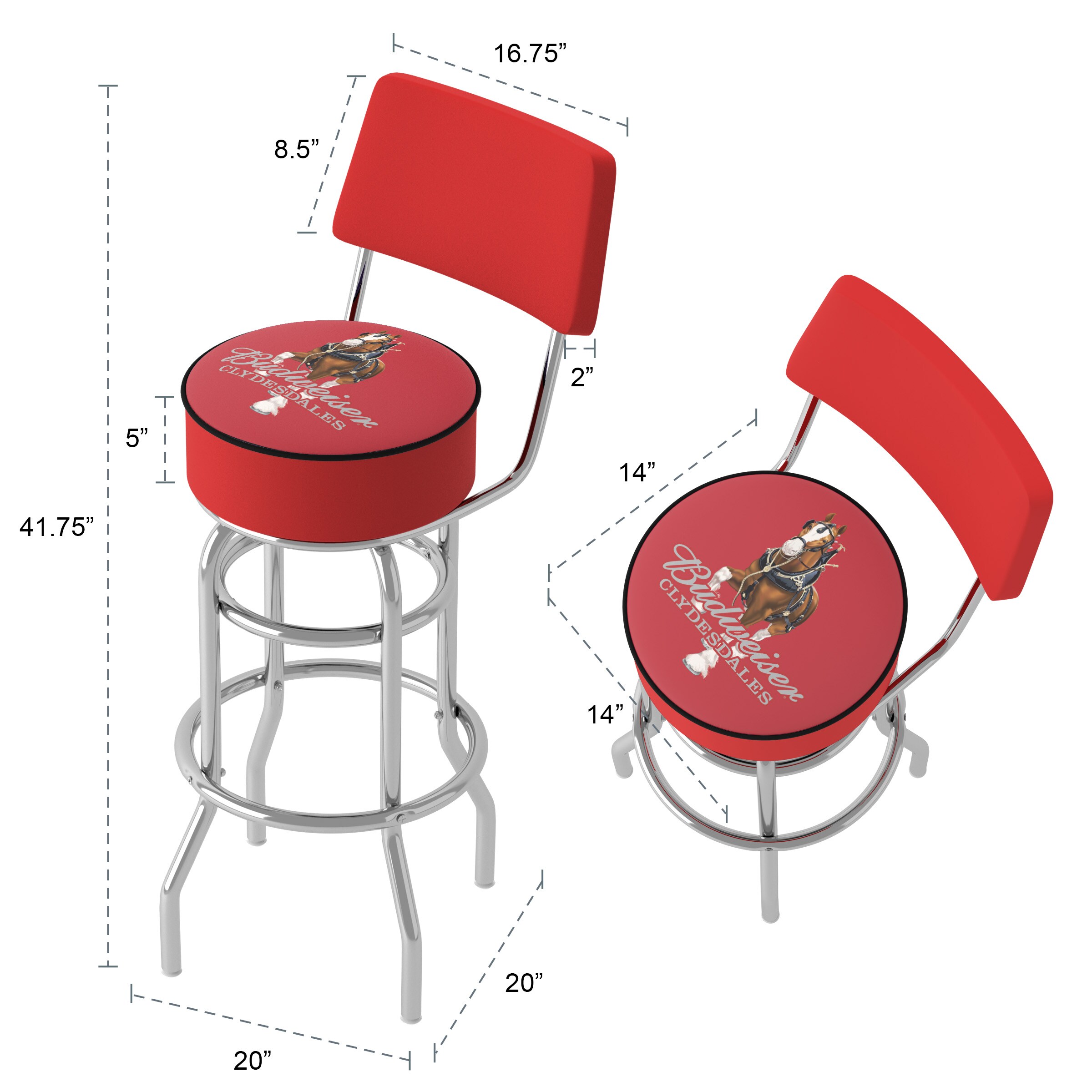 Trademark Gameroom AB1100-CLY-R stools - View #6