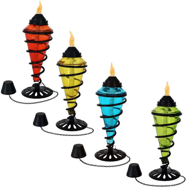 Sunnydaze Decor 4-Pack 11.5-in Multi-color Glass Citronella Tabletop