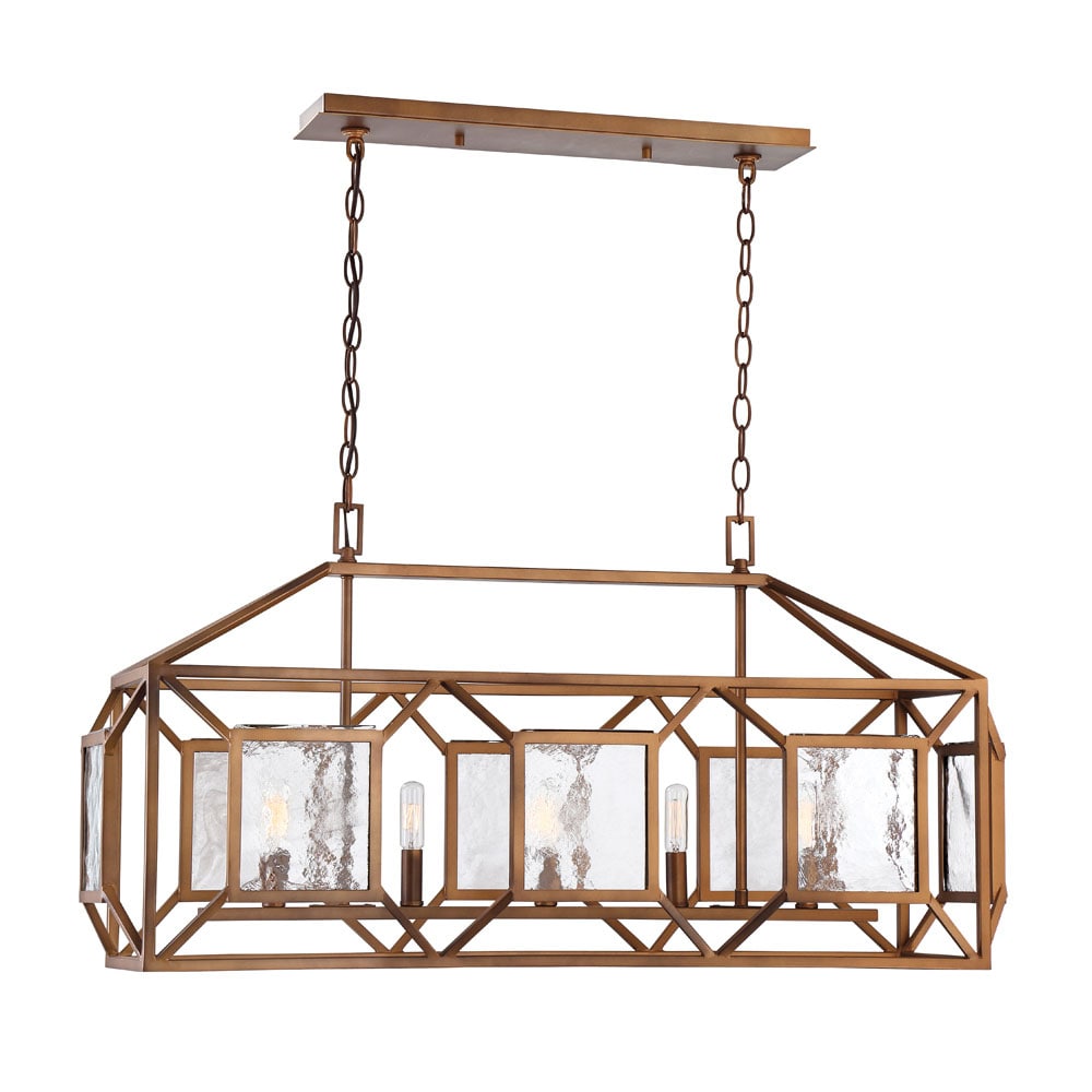 Athina Gilded Bronze Glass 5-Light Island Chandelier