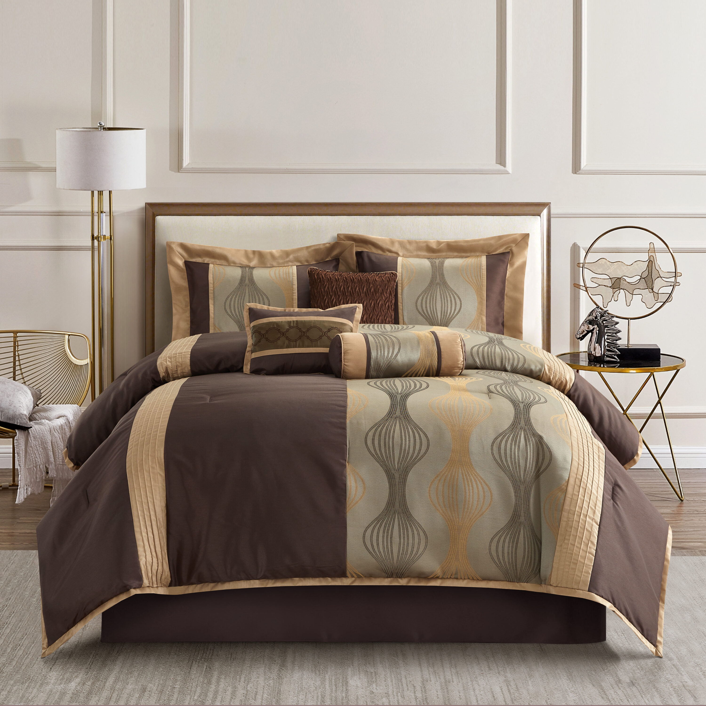 Nanshing 7-Piece Brown California King Comforter Set in the Bedding ...