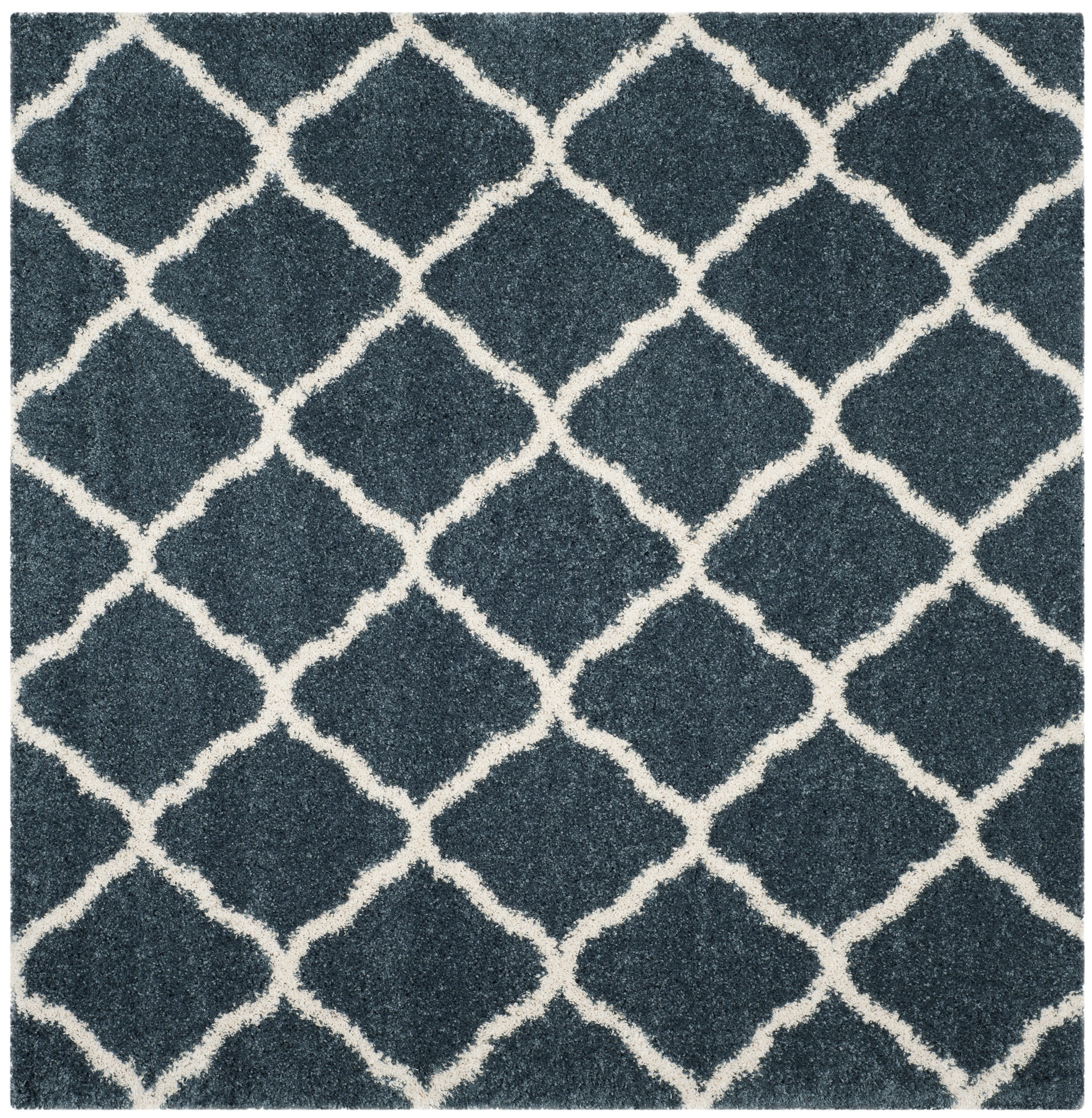 Safavieh SGH283L-7SQ Hudson Sabine Shag 7 x 7 (ft) Loomed Polypropylene Slate Blue/Ivory Square Indoor Trellis Area rug