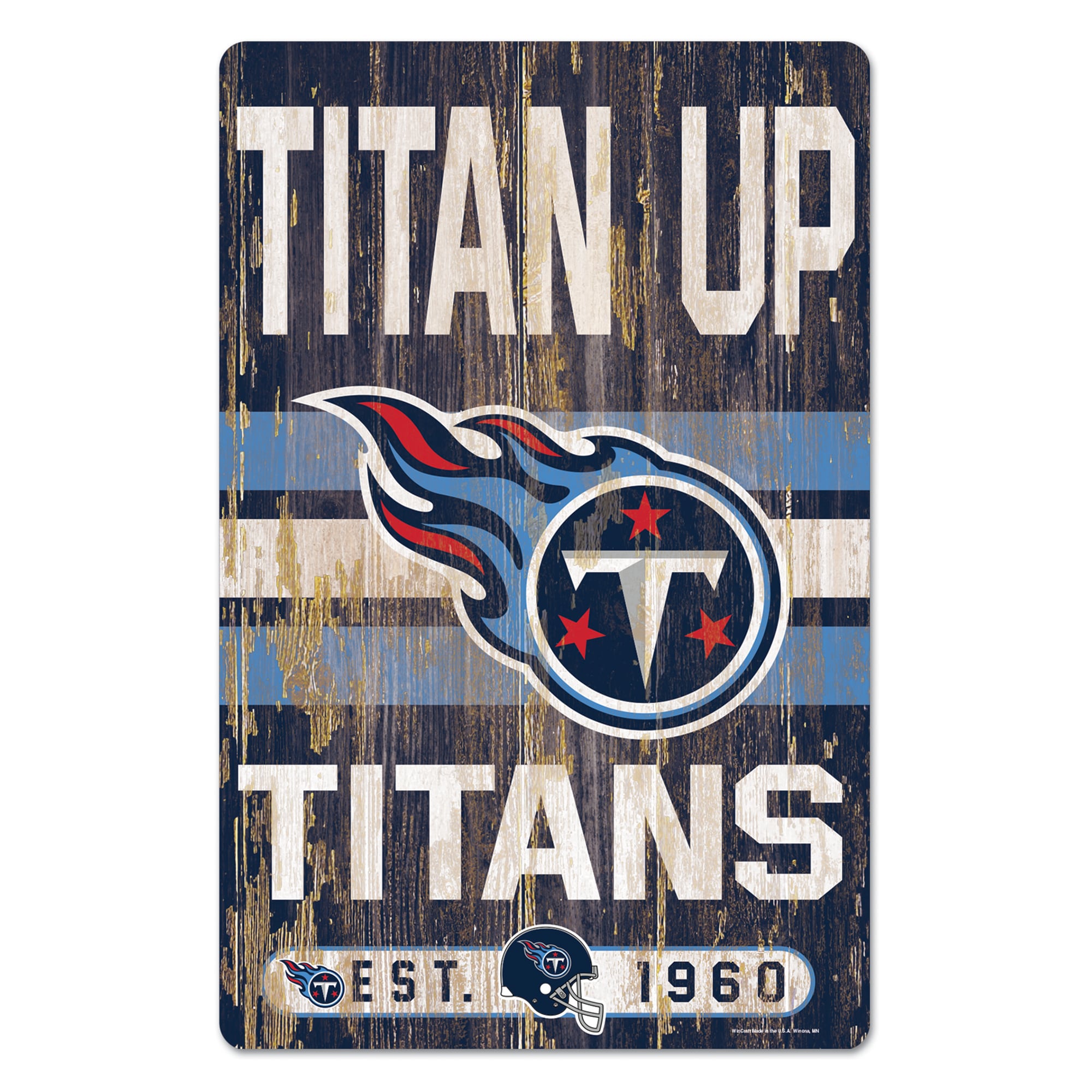 WinCraft Sports Tennessee Titans NFL FAN CAVE SIGN 17-in x 11-in Wood Residential Sign