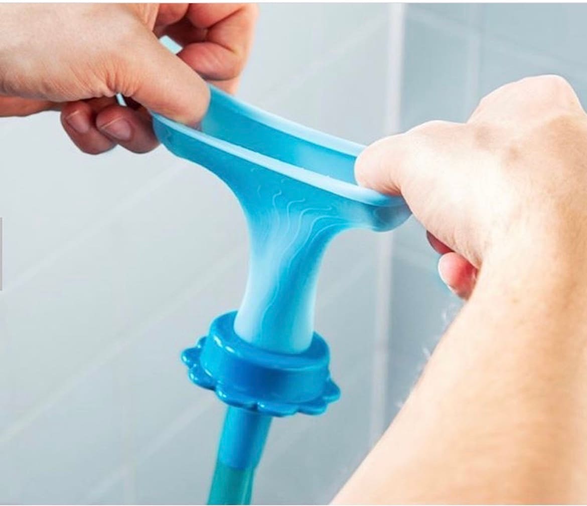 Blue Silicone Slip-On Shower Hose Connectors, 3-Pack