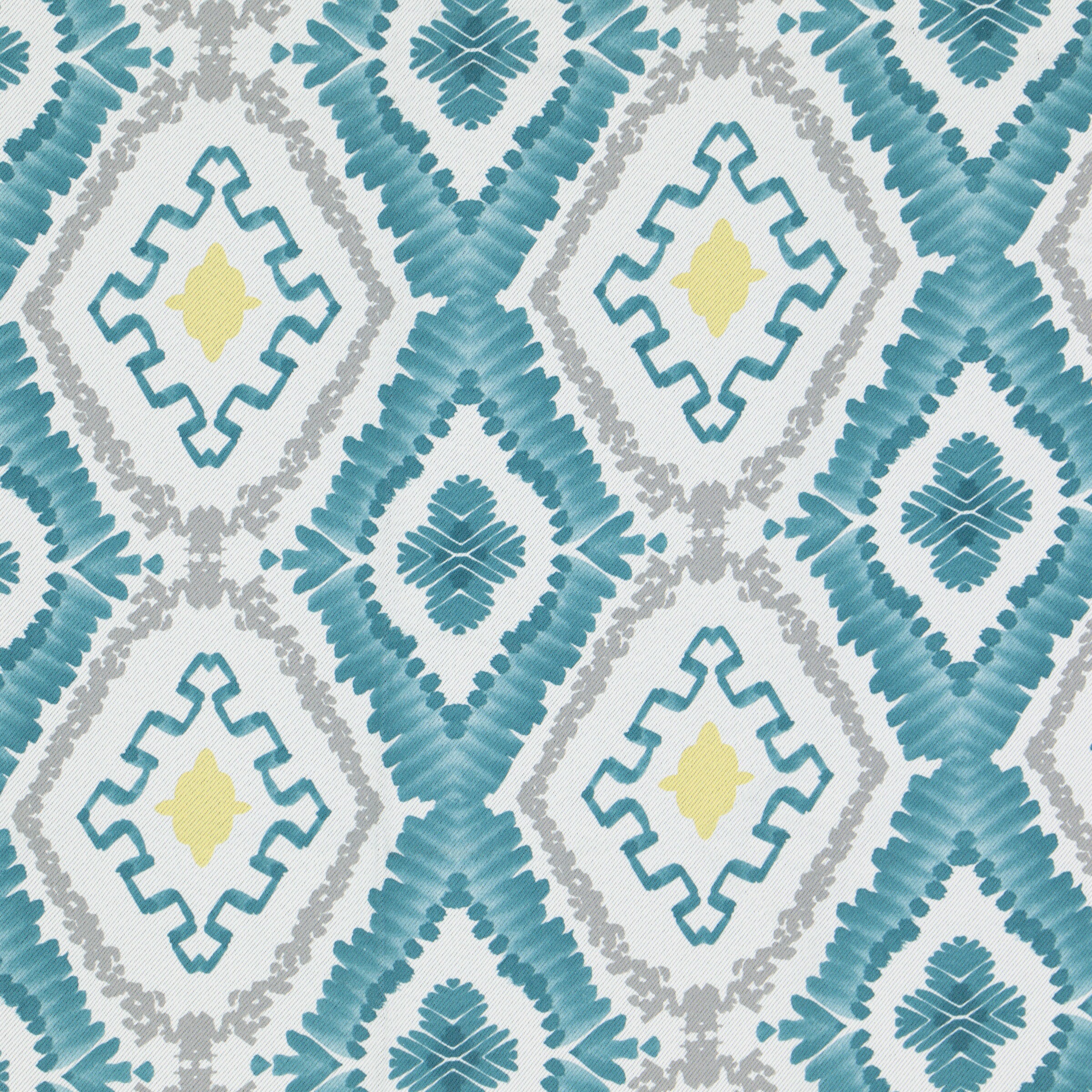 Teal Bohemian Ikat Blackout Polyester Rod Pocket Curtains