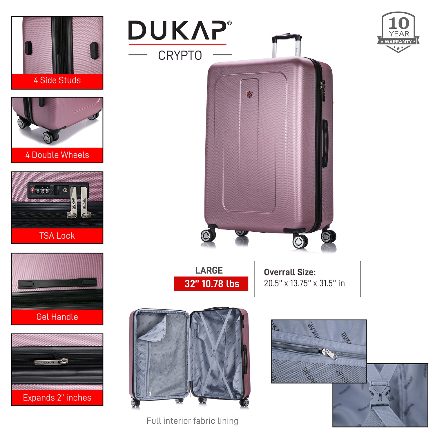 DUKAP DKCRY00L-ROS Luggage-And-Luggage-Sets - View #3