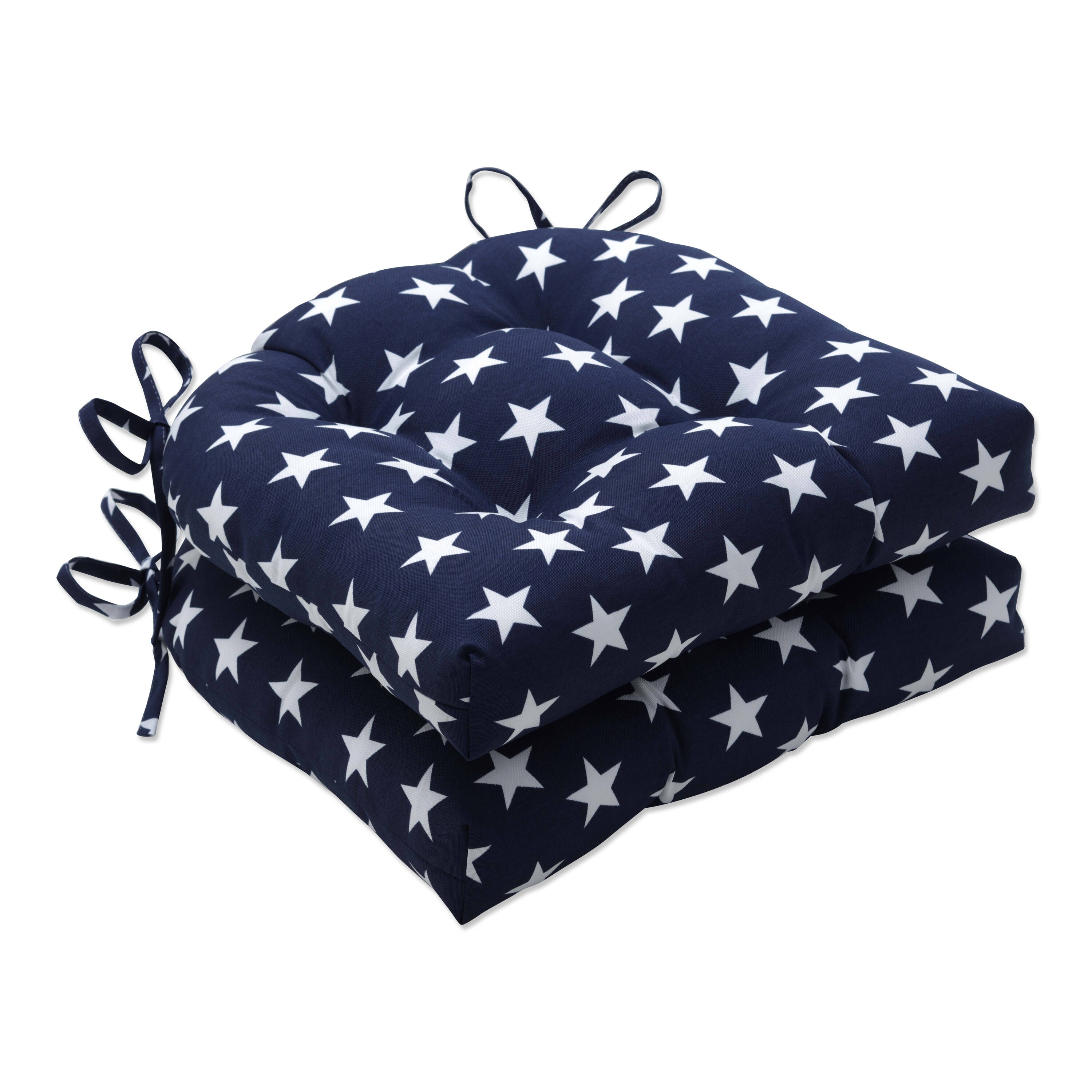 Pillow Perfect 682136 15.5-in x 16-in 2-Piece Blue Patio Chair Cushion