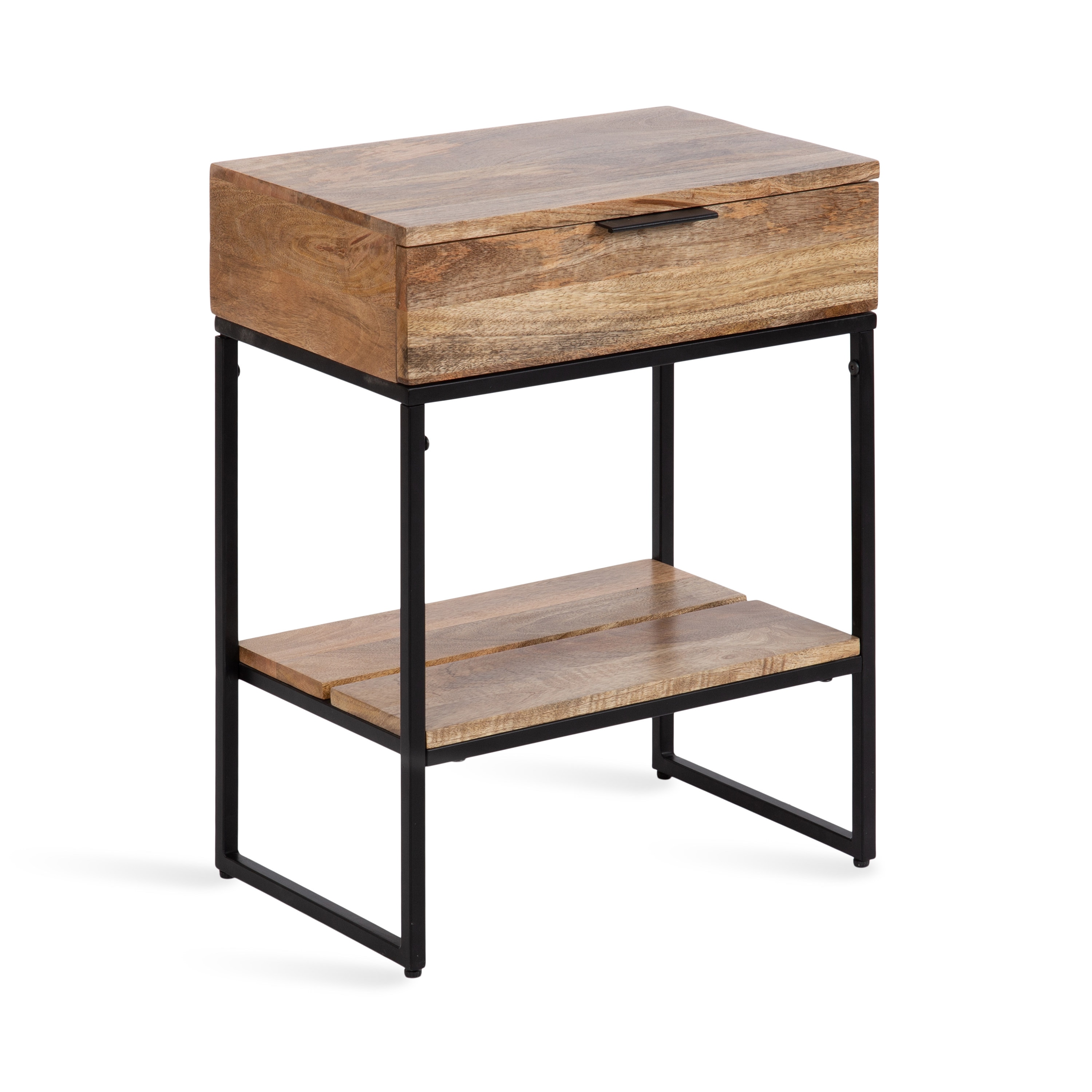Kate and Laurel 223689 Malone 18.00-in W x 24.25-in H Natural Wood Rectangular Rustic End Table with Storage Assembly Required