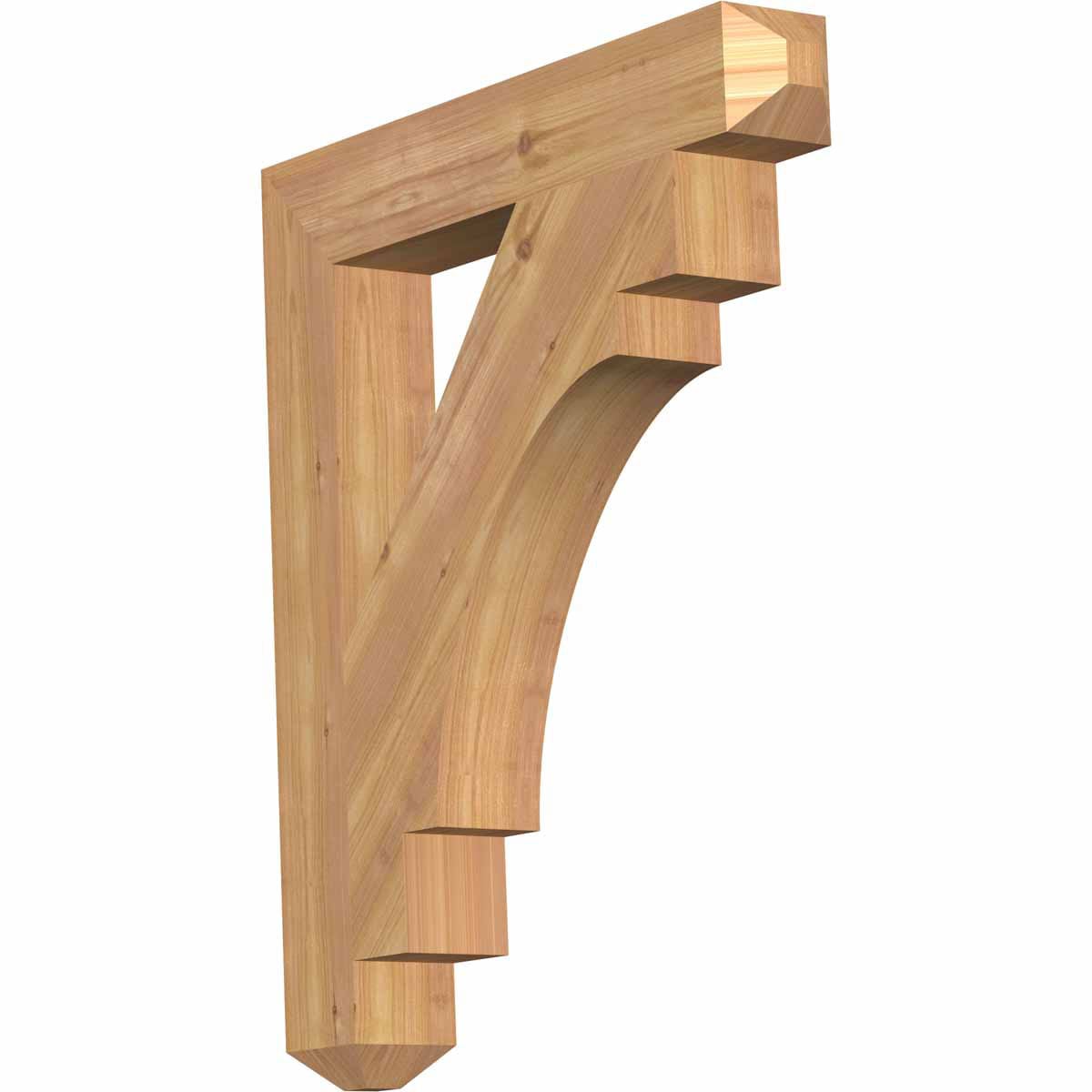 Ekena Millwork BKT04X24X28MRC04SWR Merced craftsman smooth 3-1/2-in x 24-in x 28-in Western red cedar Brown Wood Standard bracket