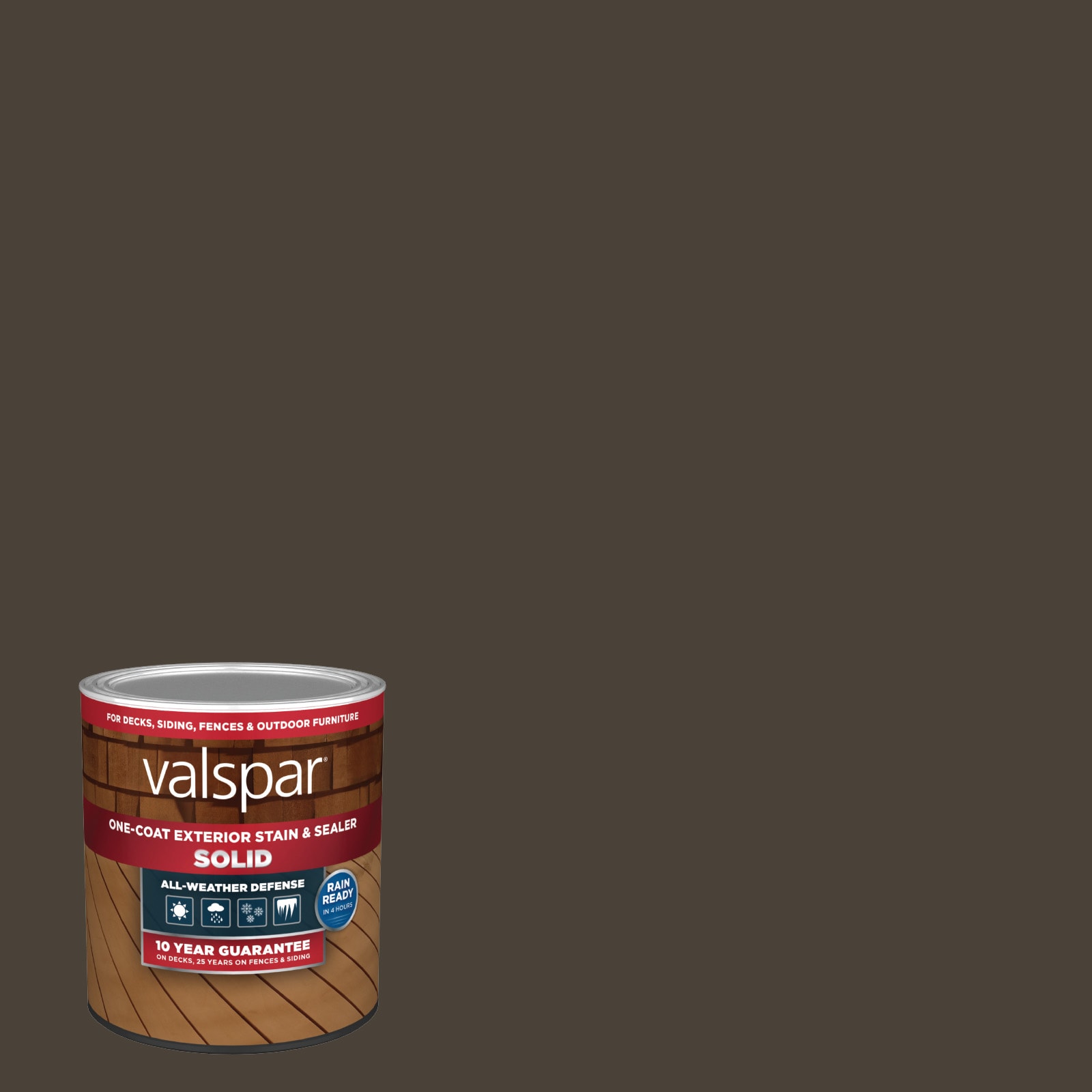 Valspar WLLNGTN BRWN-1028090 Wellington Brown Solid Exterior Wood Stain and Sealer in One ( 1-quart )