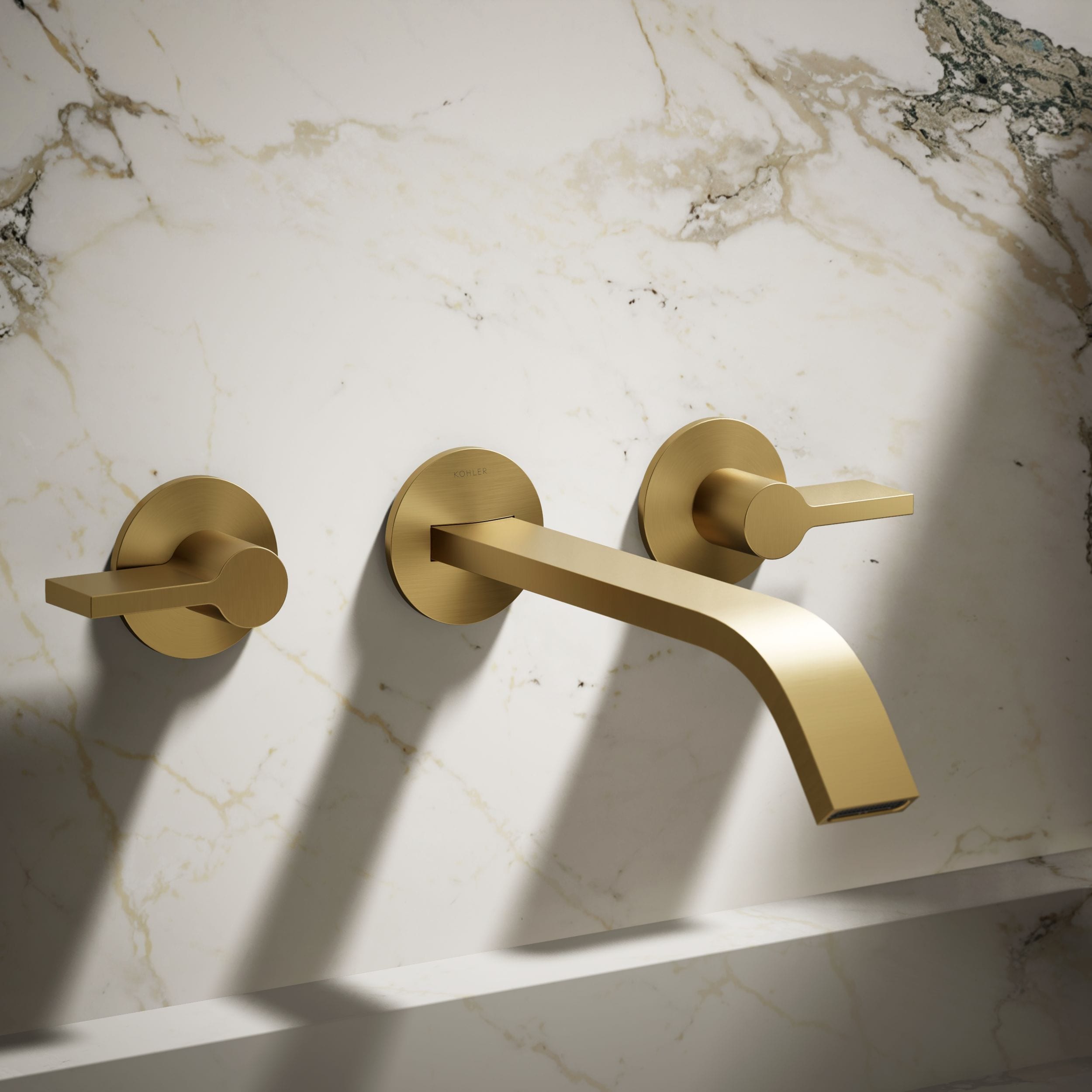 KOHLER Components Vibrant Brushed Moderne Brass Wall-mount Sold separately WaterSense Low-arc Residential Handle Bathroom Sink Faucet