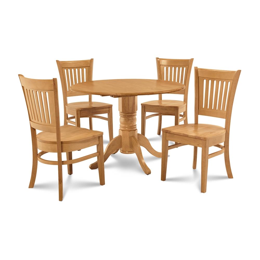 M&D Furniture Burlington Oak Mission/Shaker Dining Room Set with Round ...