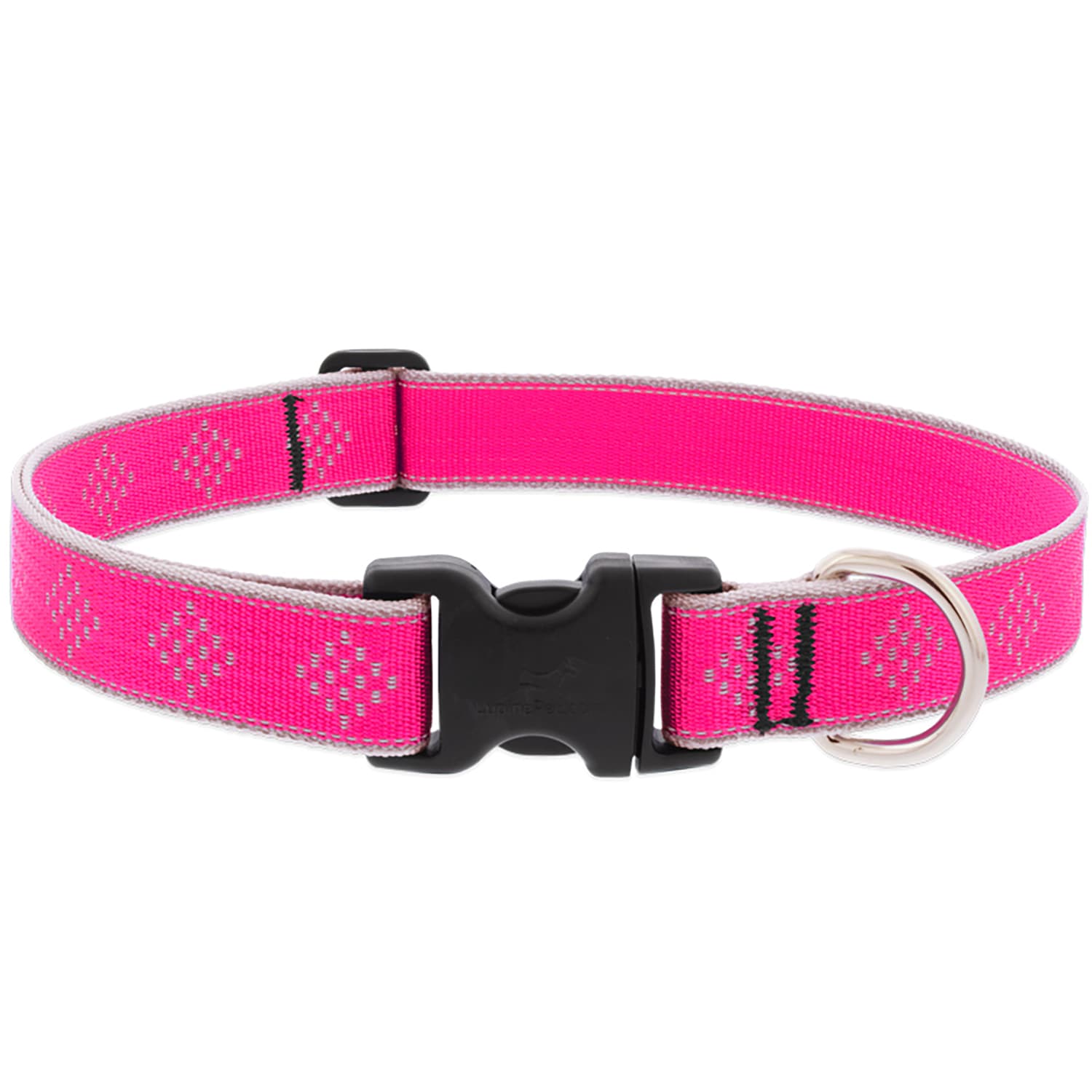 LupinePet  Reflective Pink Diamond Nylon Dog Adjustable Collar 1PK