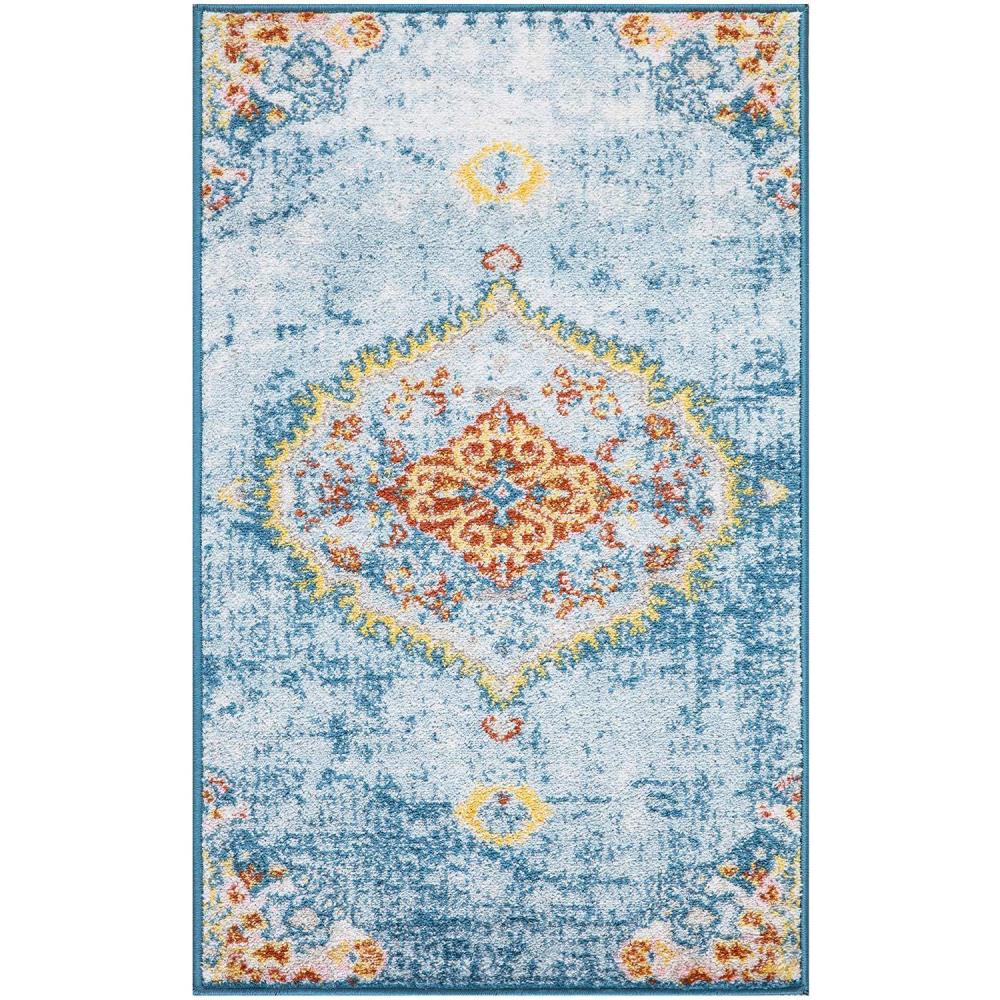 LNC 6NNYEILWS6533X6 Persian Saga 4 X 6 (ft) Shag Blue Medallion Vintage Area Rug