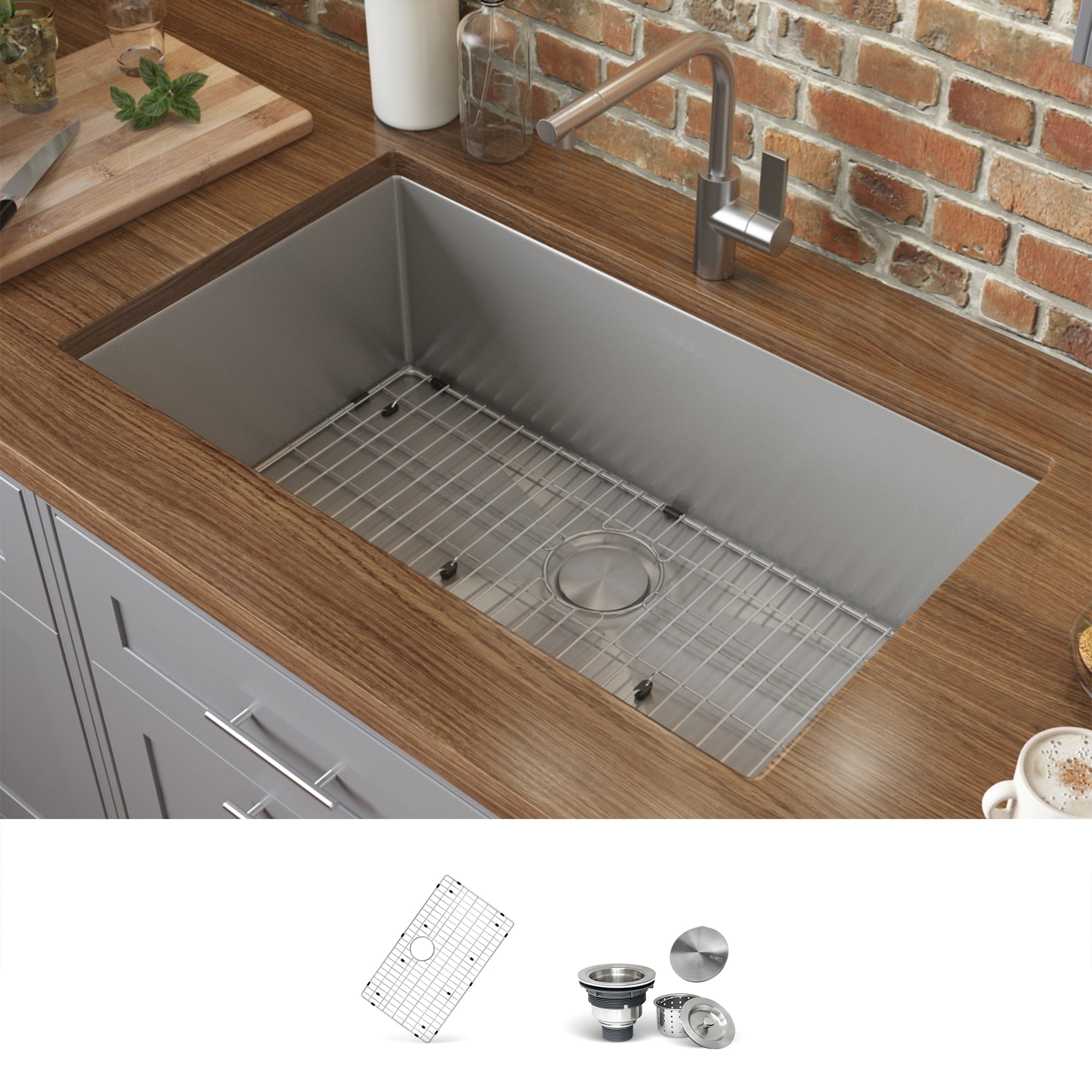 Ruvati RVH7433 Gravena Undermount 33-Inches x 19-Inches Stainless steel Single bowl 16 -Gauge Kitchen Sink