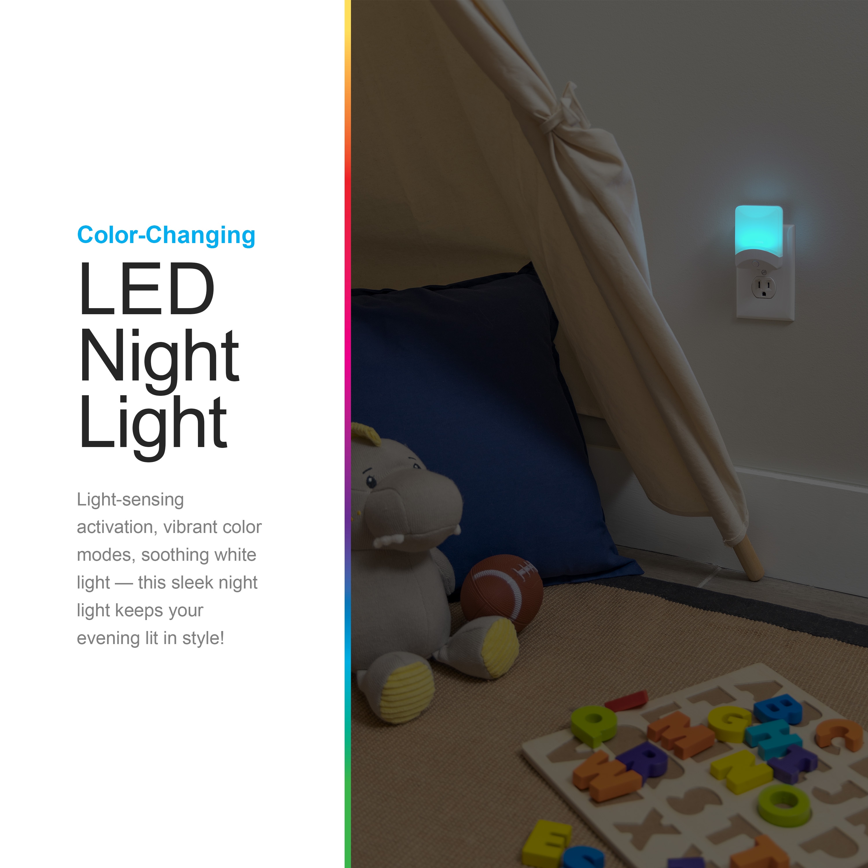 GE Color-Changing LED Night Light, White