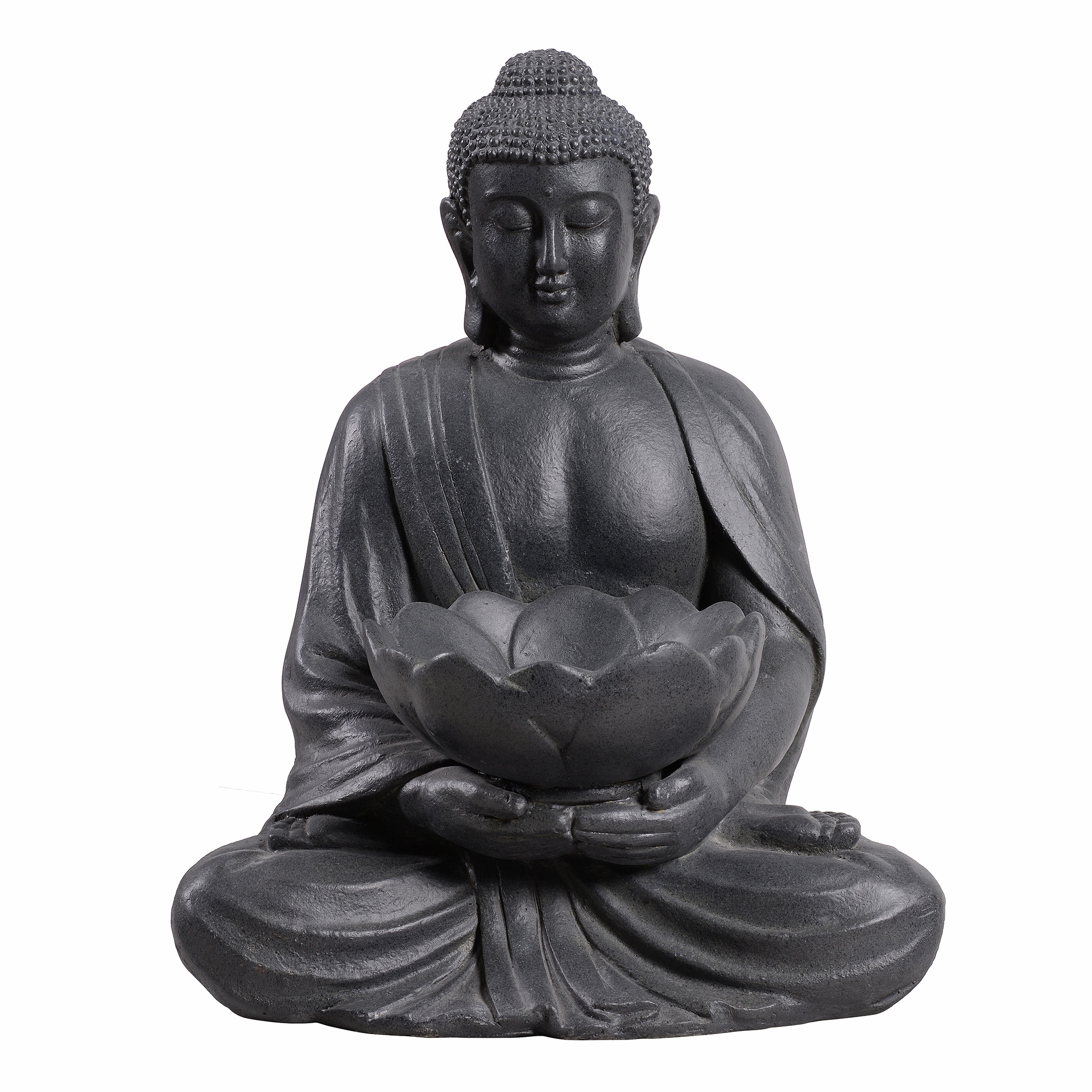 Hi-Line Gift 20.1-in H x 12.5-in W Black Buddha Garden Statue