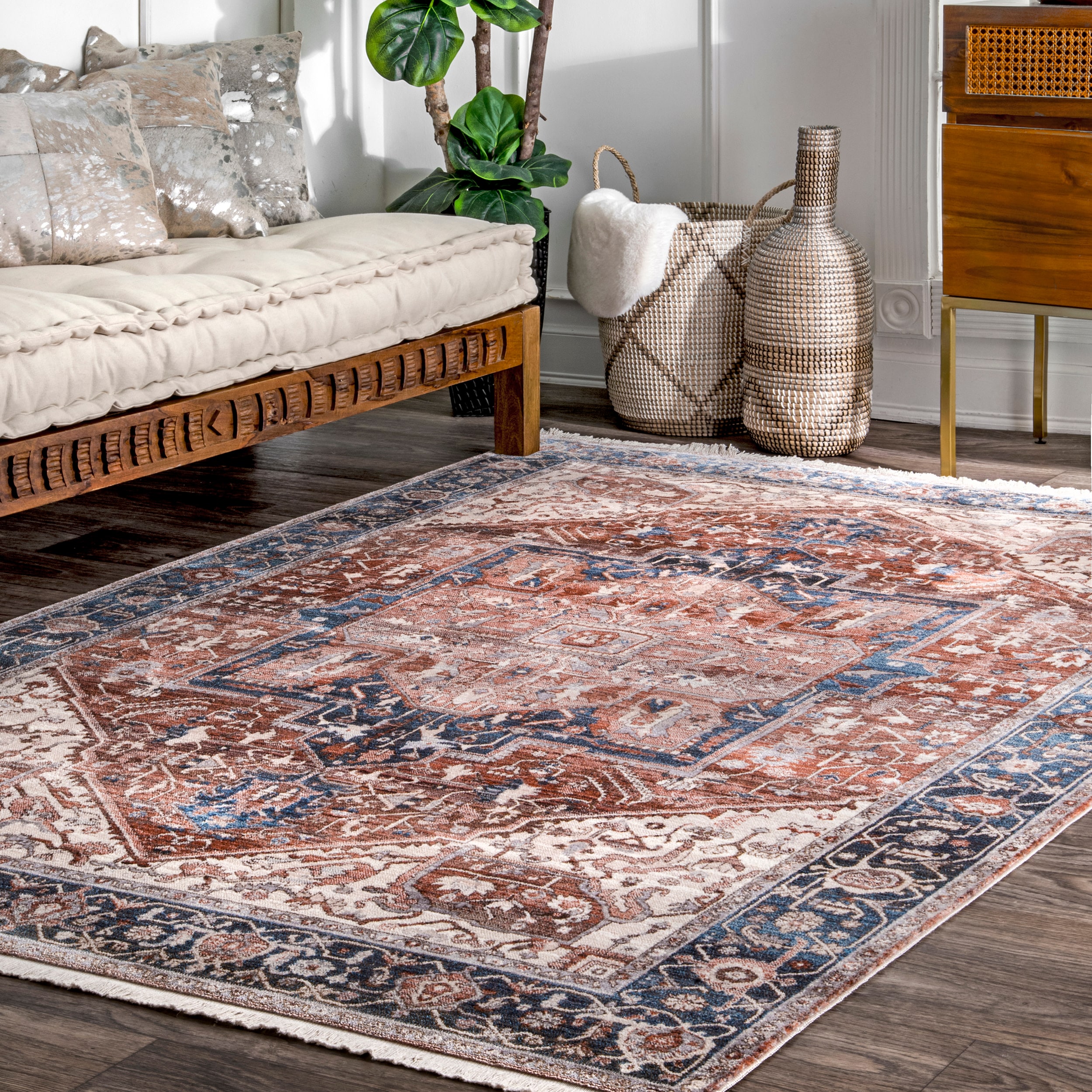 nuLOOM Oliveira 6 X 9 (ft) Red Indoor Medallion Area Rug in the