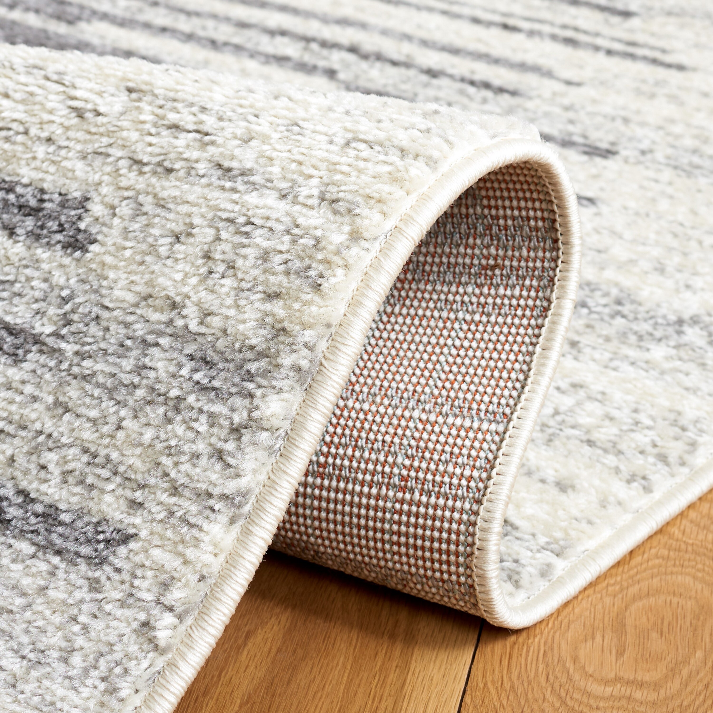 Gray and Ivory Geometric Rectangular Area Rug