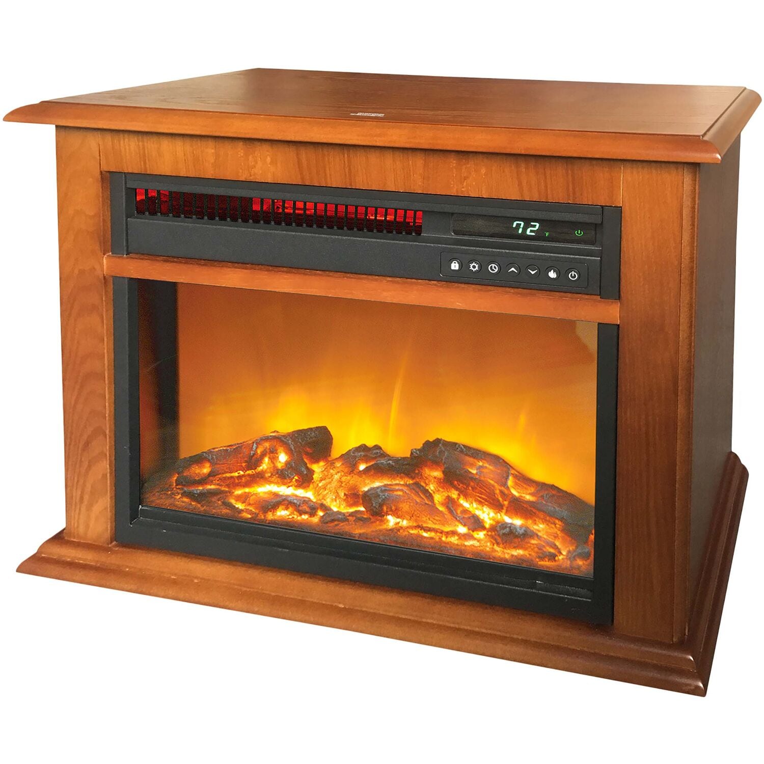 Lifesmart 23.6-in W Oak Infrared Quartz Electric Fireplace FP1052-OAK Sansujyuku sansujyuku.com