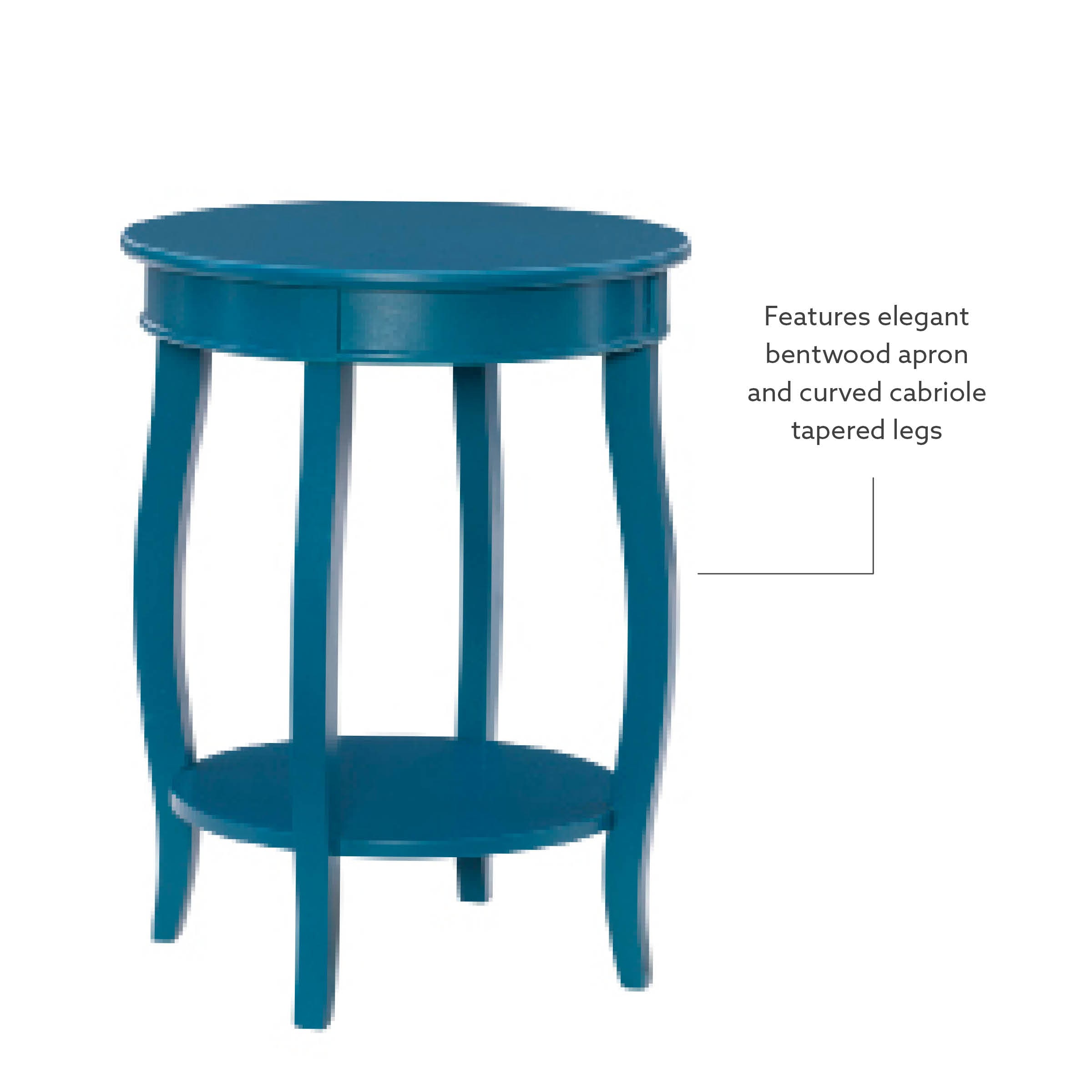 Teal Bohemian Round Wood Accent Table with Shelf