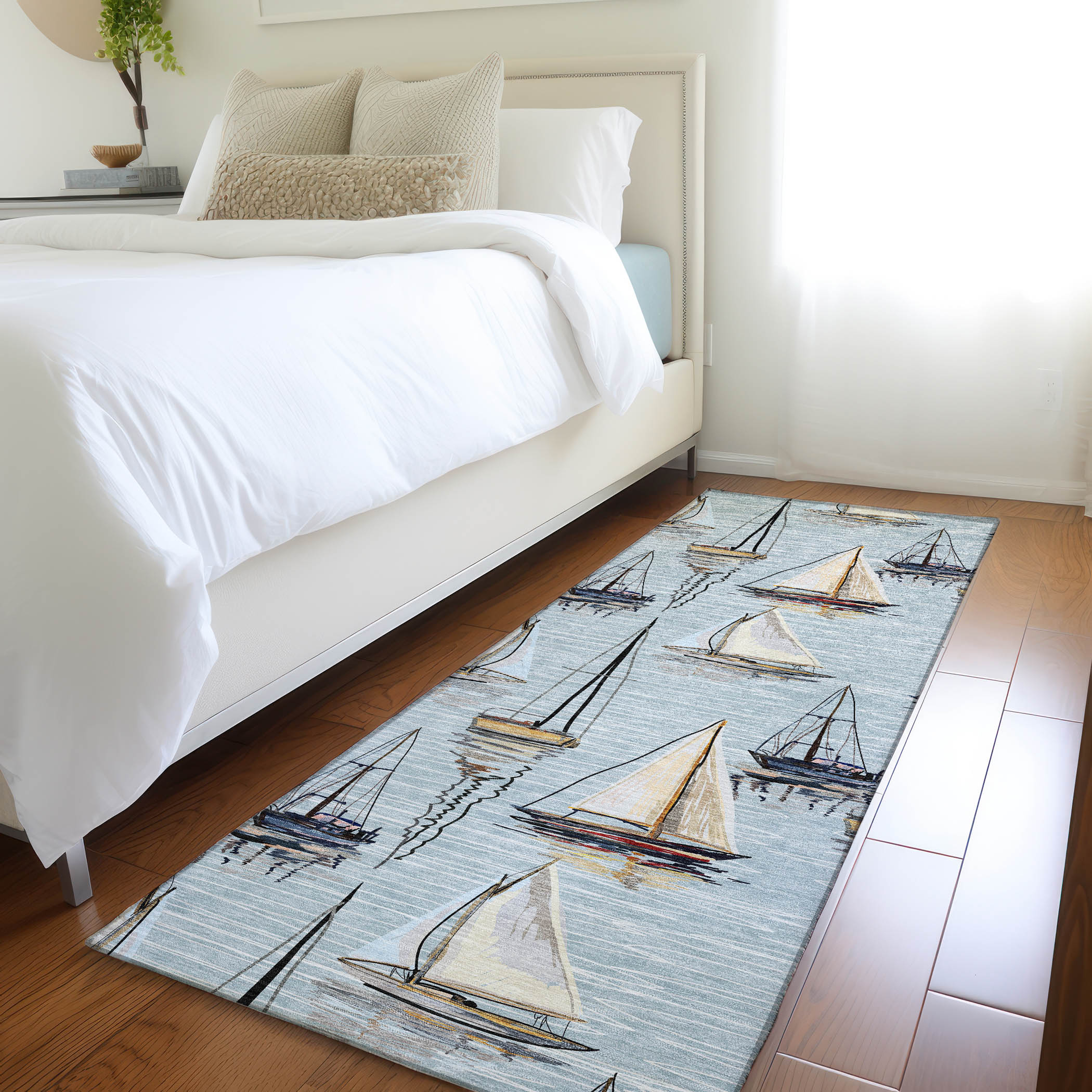Addison Rugs AMF153SK2X8 Mayfield AMF153SK 2 x 7 (ft) Loomed Polyester Sky Rectangular Indoor Geometric Machine washable Area rug