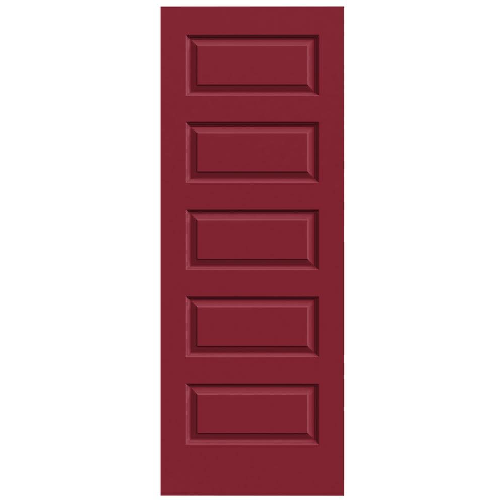 Rockport 32-in x 80-in Cranberry 5-panel Equal Smooth Hollow Core Prefinished Molded Composite Slab Door in Red | - JELD-WEN LOWOLJW137400498