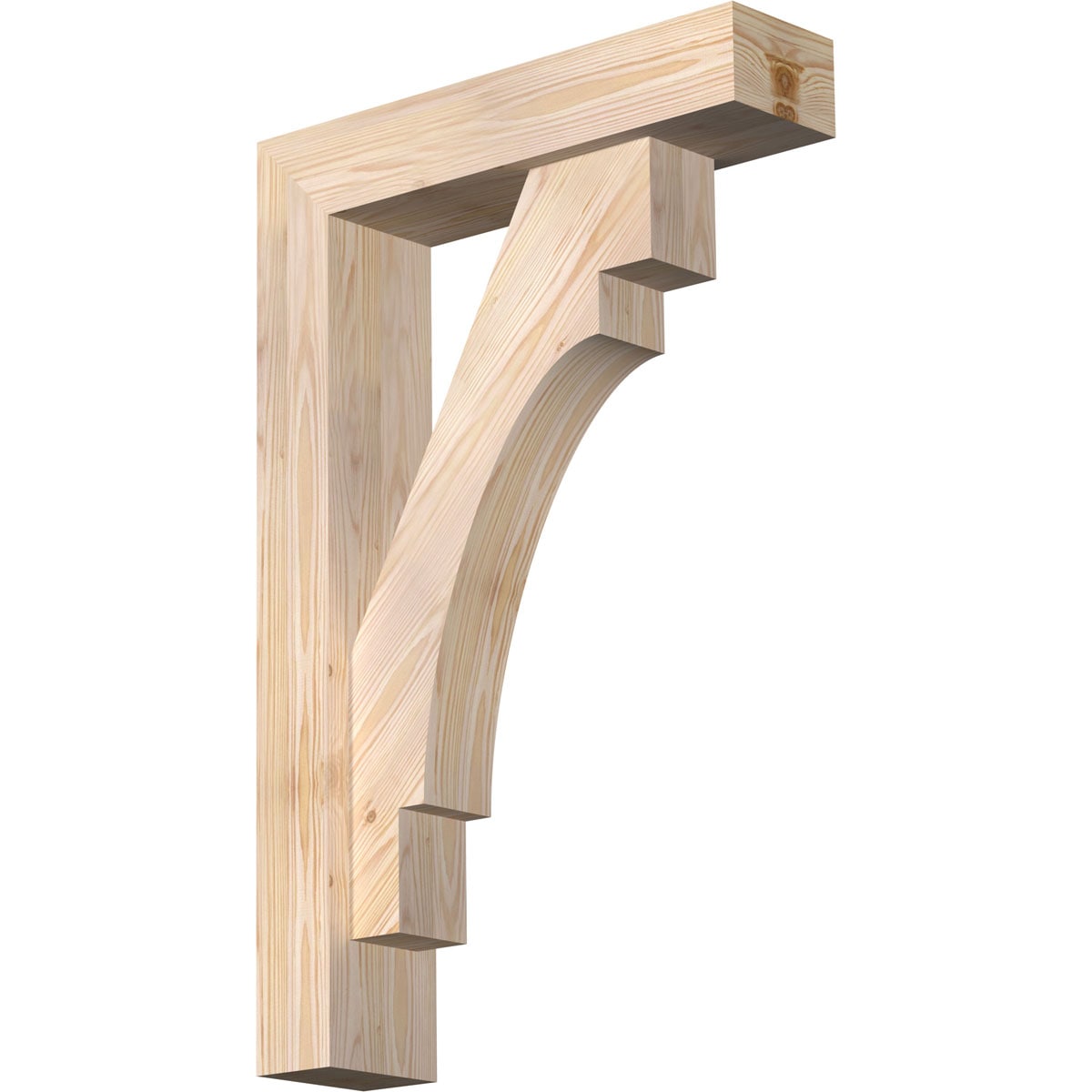 Ekena Millwork 1463344 Merced Block Smooth Bracket with Offset Brace 5-1/2-in x 22-in x 34-in Douglas fir Brown Wood Standard bracket